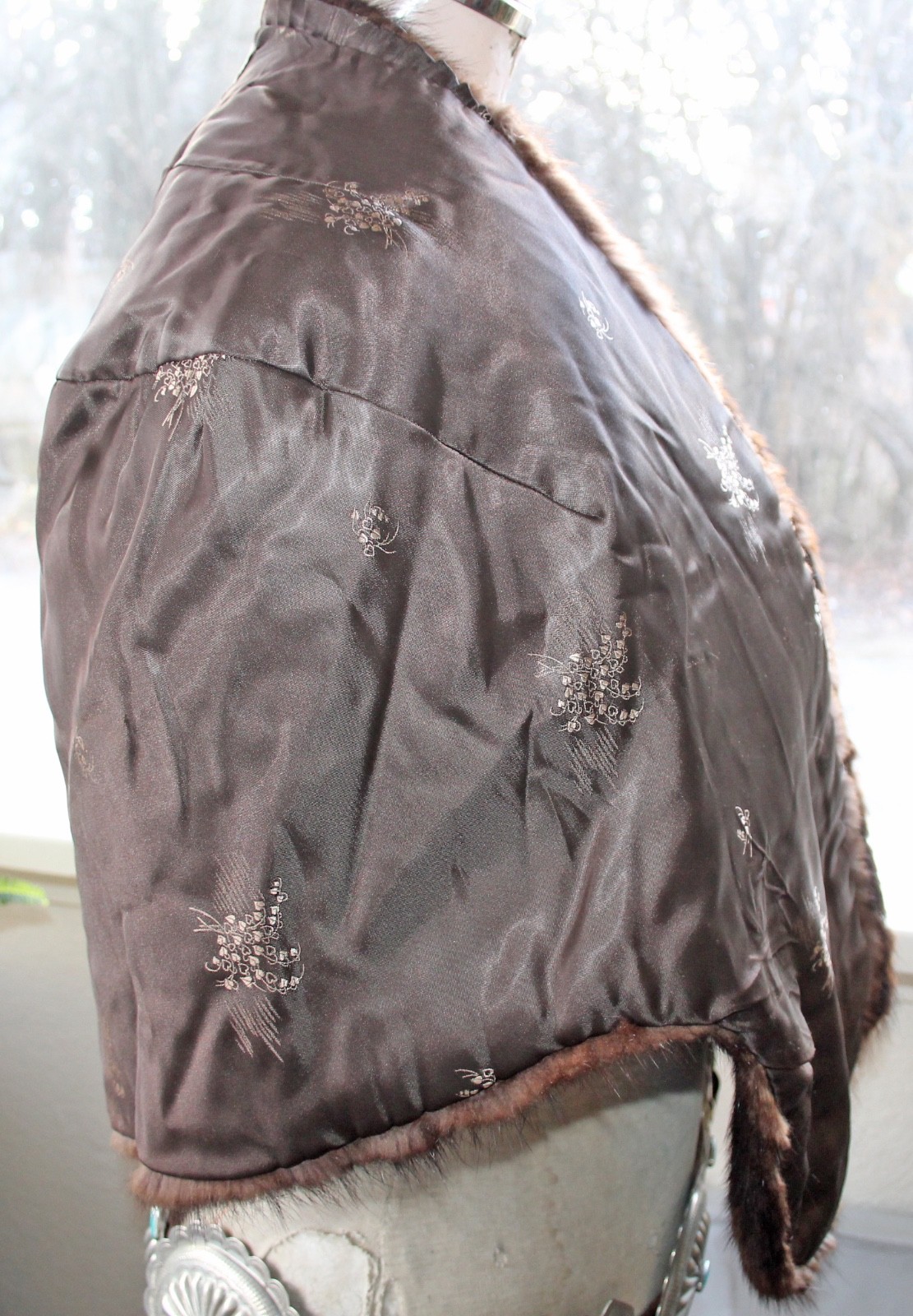 Vintage Sable Fur Shawl Stole Collar Jacket w Pockets Furrier Spokane WA Lined