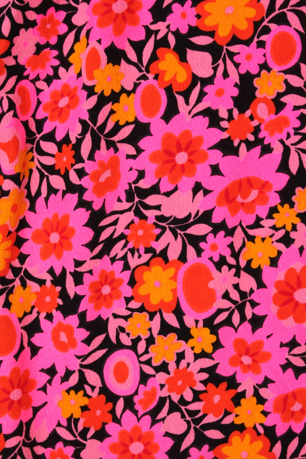 Vtg Women’s 60s Hot Pink & Orange Psychedelic Floral Maxi Dress XS/S 1960s
