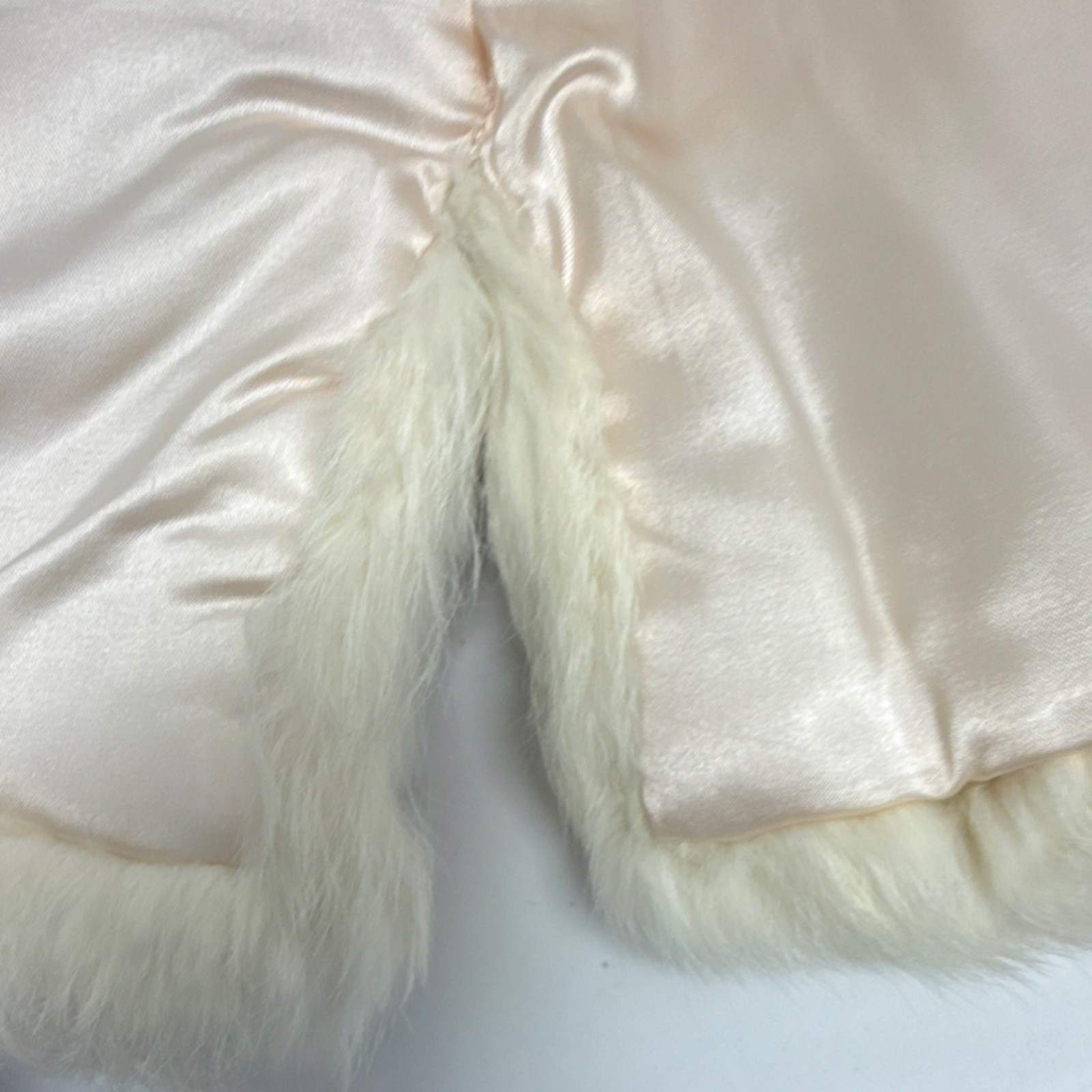Vintage Ivory Rabbit Fur Women’s Coat with Satin Lining 100% genuine real fur
