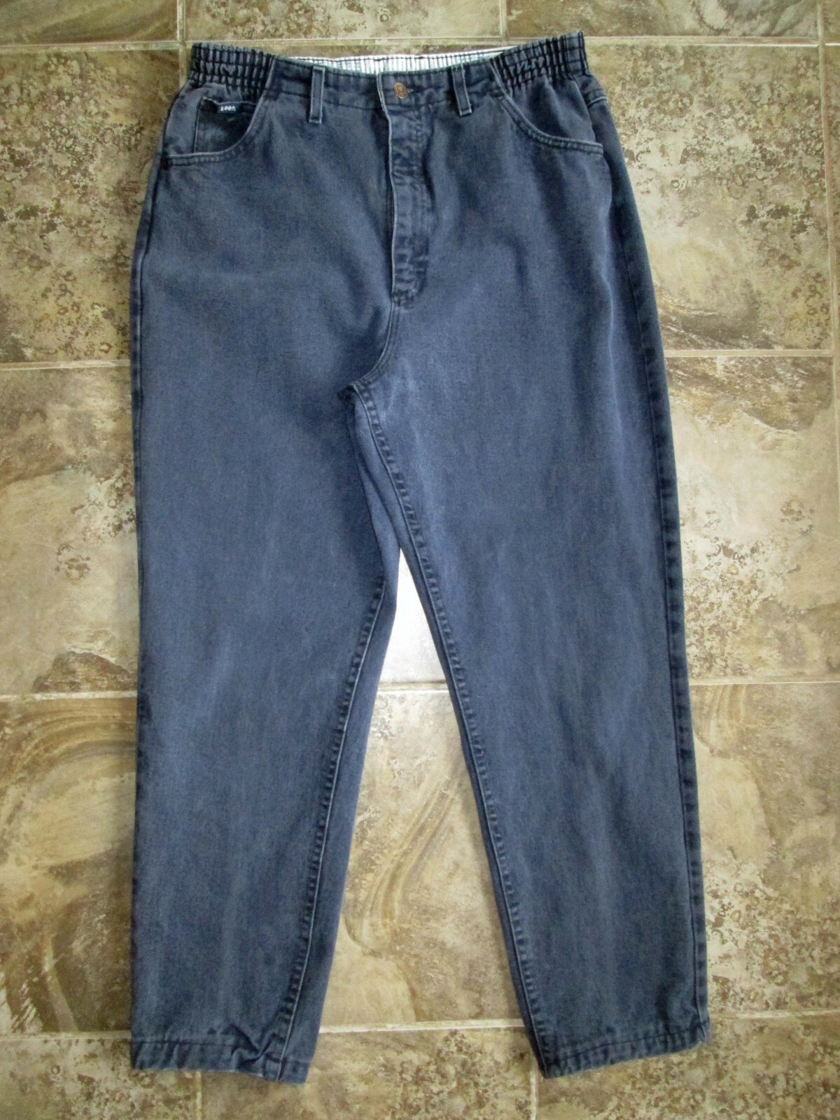 VTG Lee Mom Jeans 16 MED 32×28 Full Fit High Waist Tapered Blue Denim Parachute