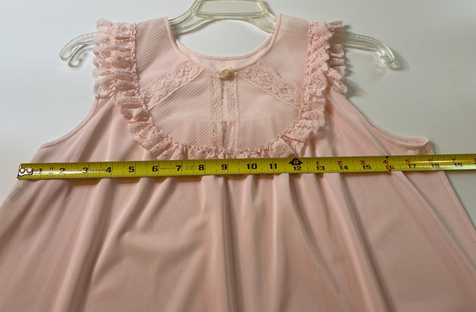 Vintage JC PENNEY Pink SHORT NIGHTGOWN Medium CHIFFON Ruffle Nylon Twee Coquette