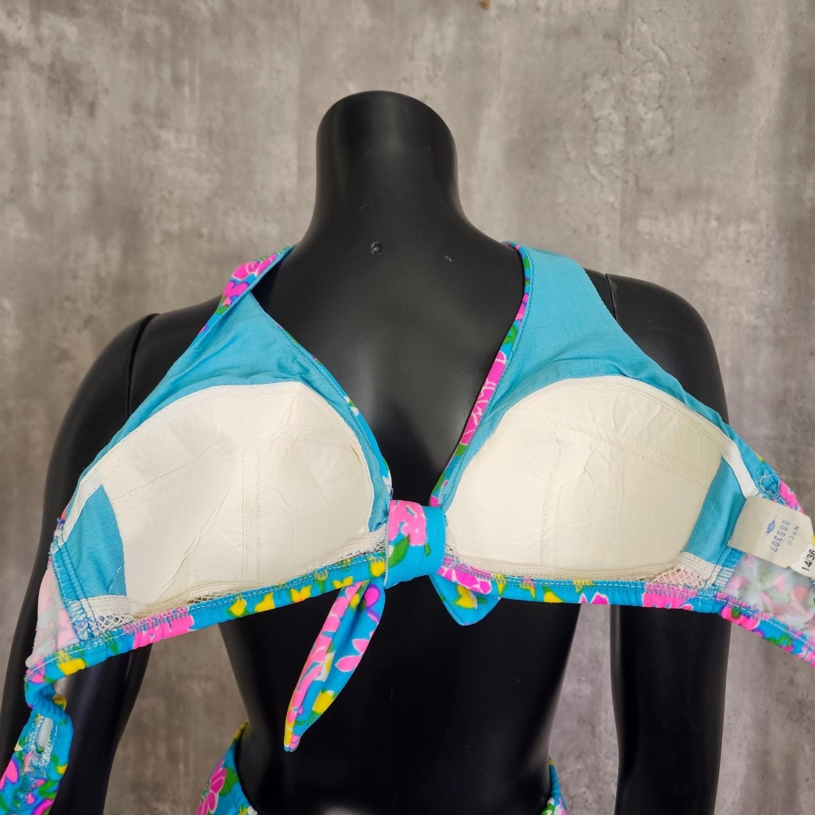 Vintage 70s Parform Originals Floral Bikini Tiki High Waist S Malibu Mod