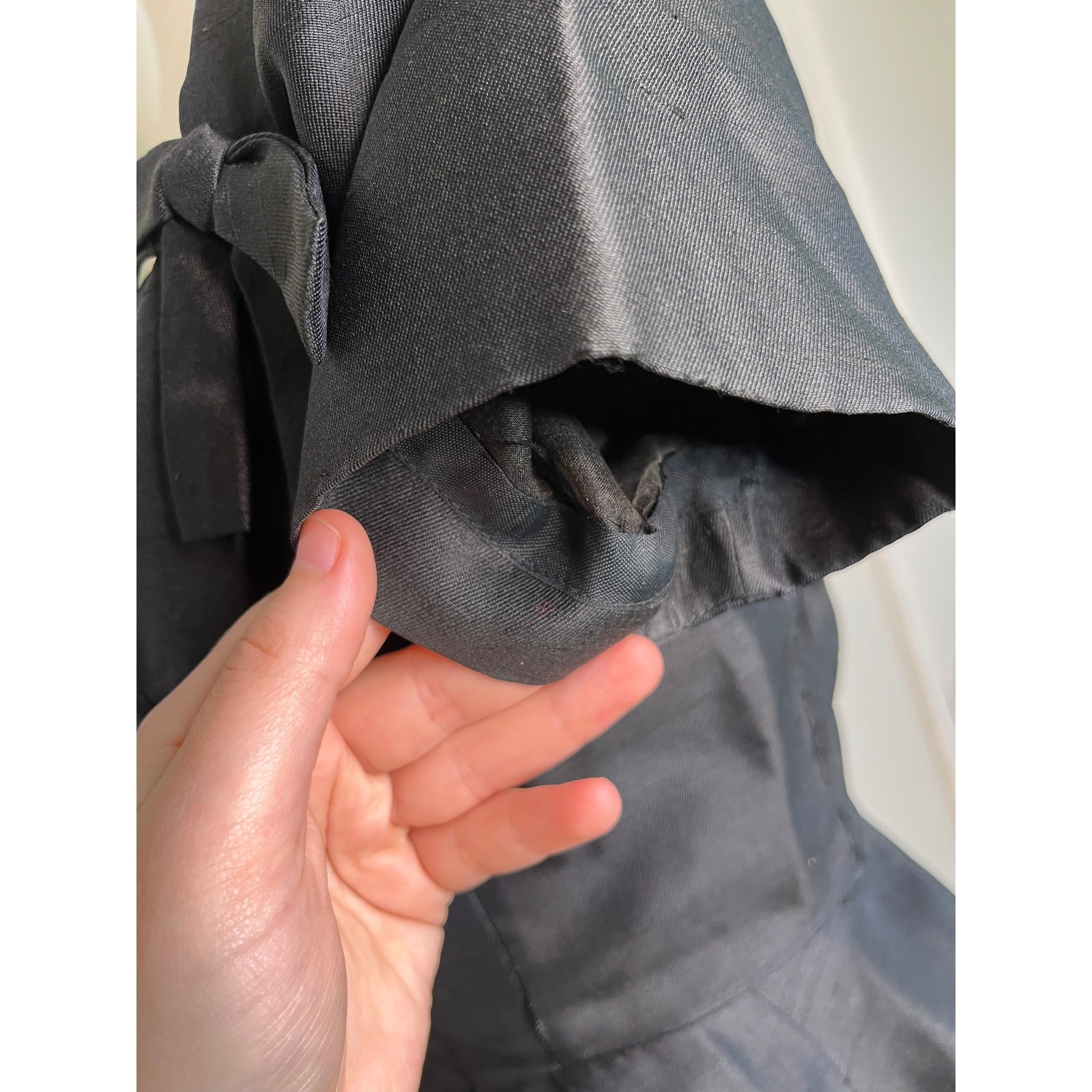1950s Rare Christian Dior Black Silk Couture Bows New Look Old Money Tea Dress M