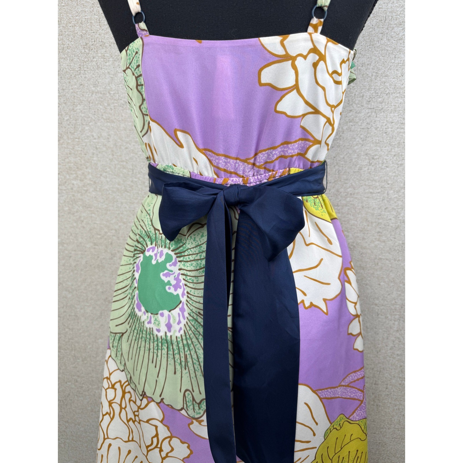 Vintage Y2K Maeve Anthropologie 100% Silk Floral Ruffle Dress — Size 0