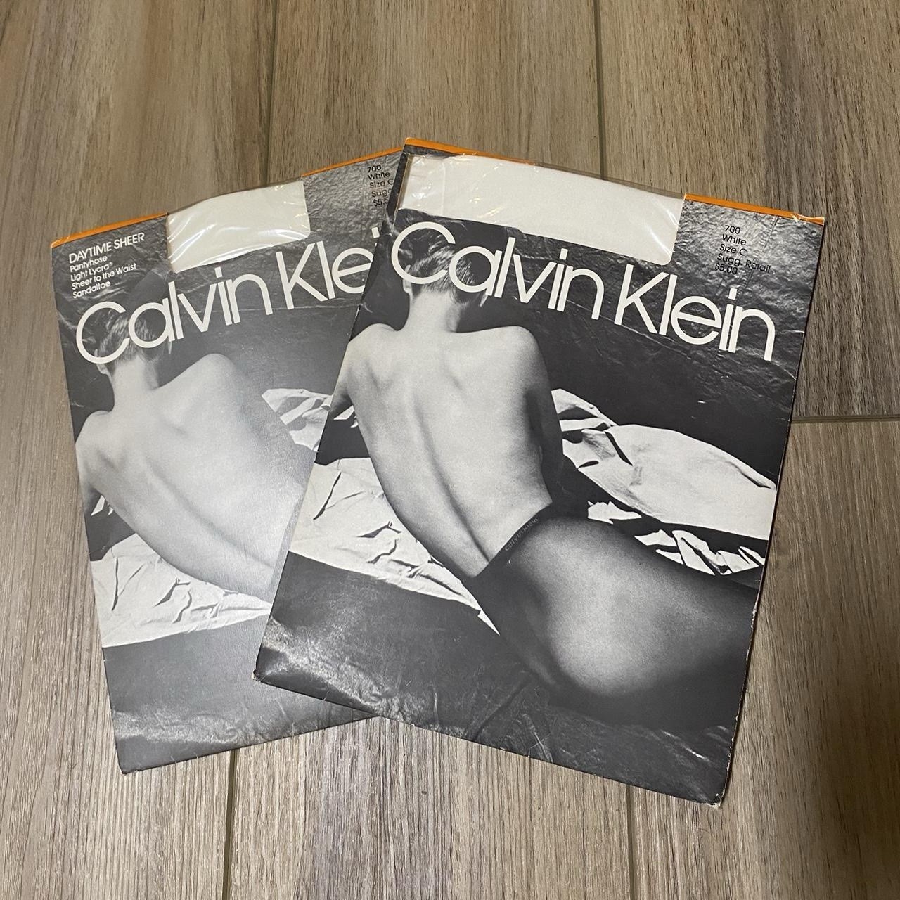 Lot Of 2 VTG 1985 CALVIN KLIEN PANTYHOSE DAYTIME SHEER 700 White SZ C SEALED USA
