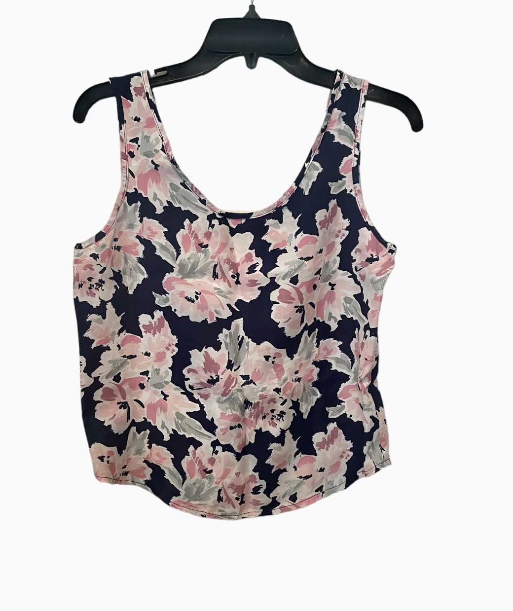 Vtg Workables Francine Browner Blouse Womens Small Tank Navy Floral Cottage USA