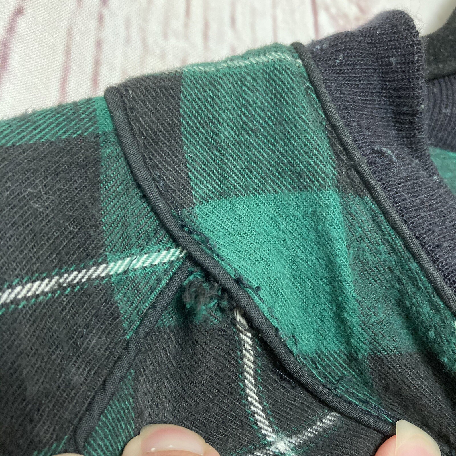 Vintage 90s Esleep Green Plaid Night Shirt Gown One Size Flannel Pjs Jammies 25”