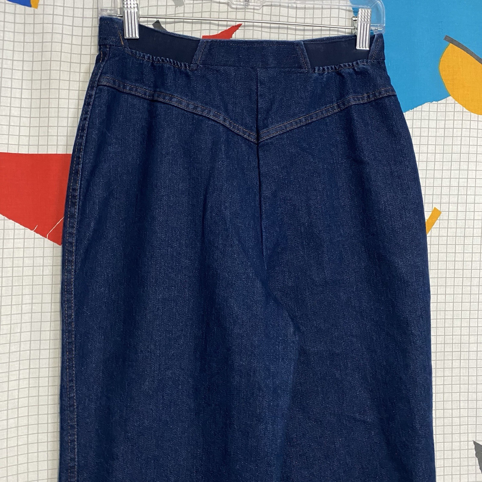 Vintage 70s Wide Leg Denim Jeans Bell Bottom Bareback High Waist 26-29×30 Hippie