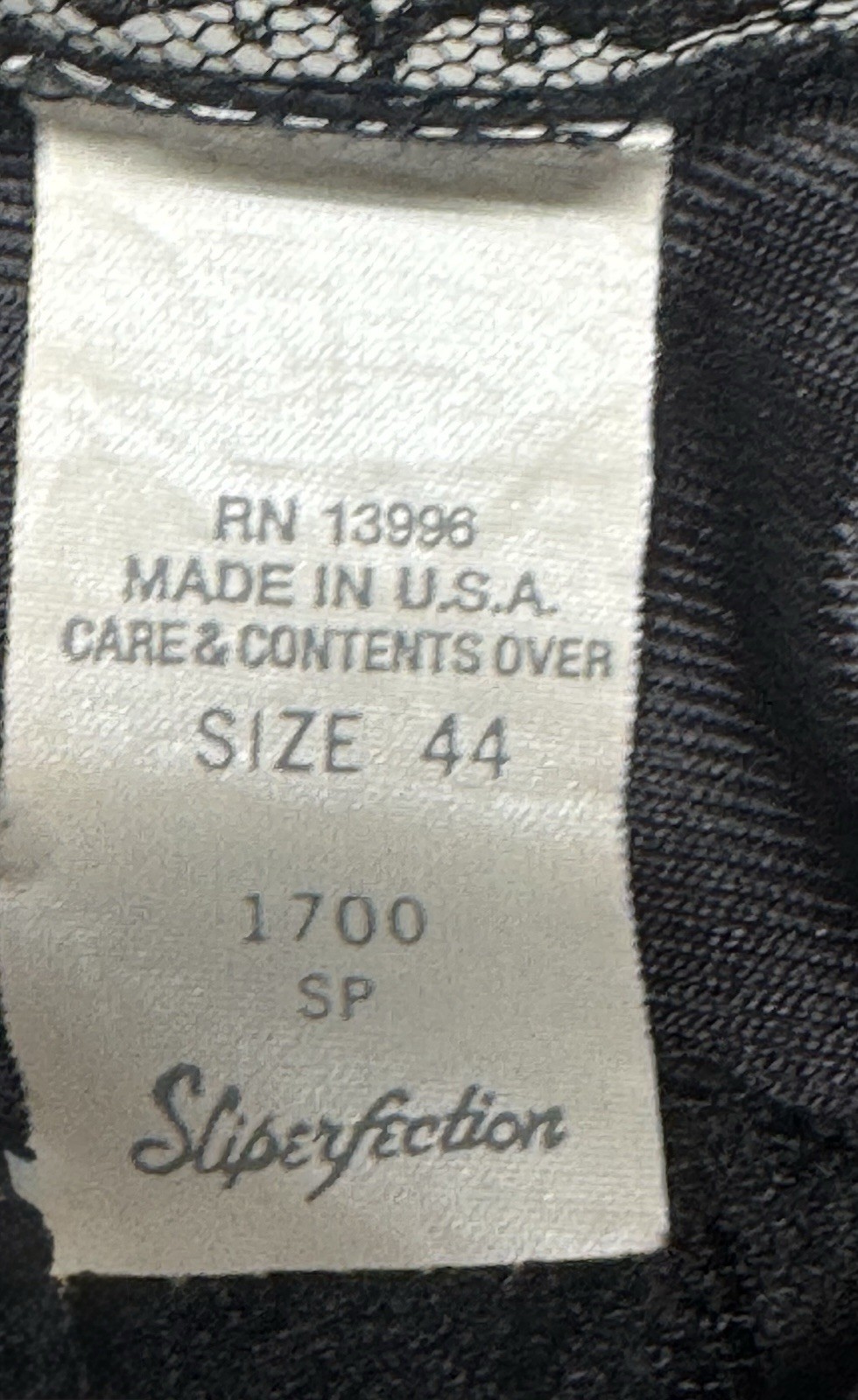 Vtg Sliperfection Sissy Full Slip Black Sz 44 Nylon Tricot Antron Silky Lace USA