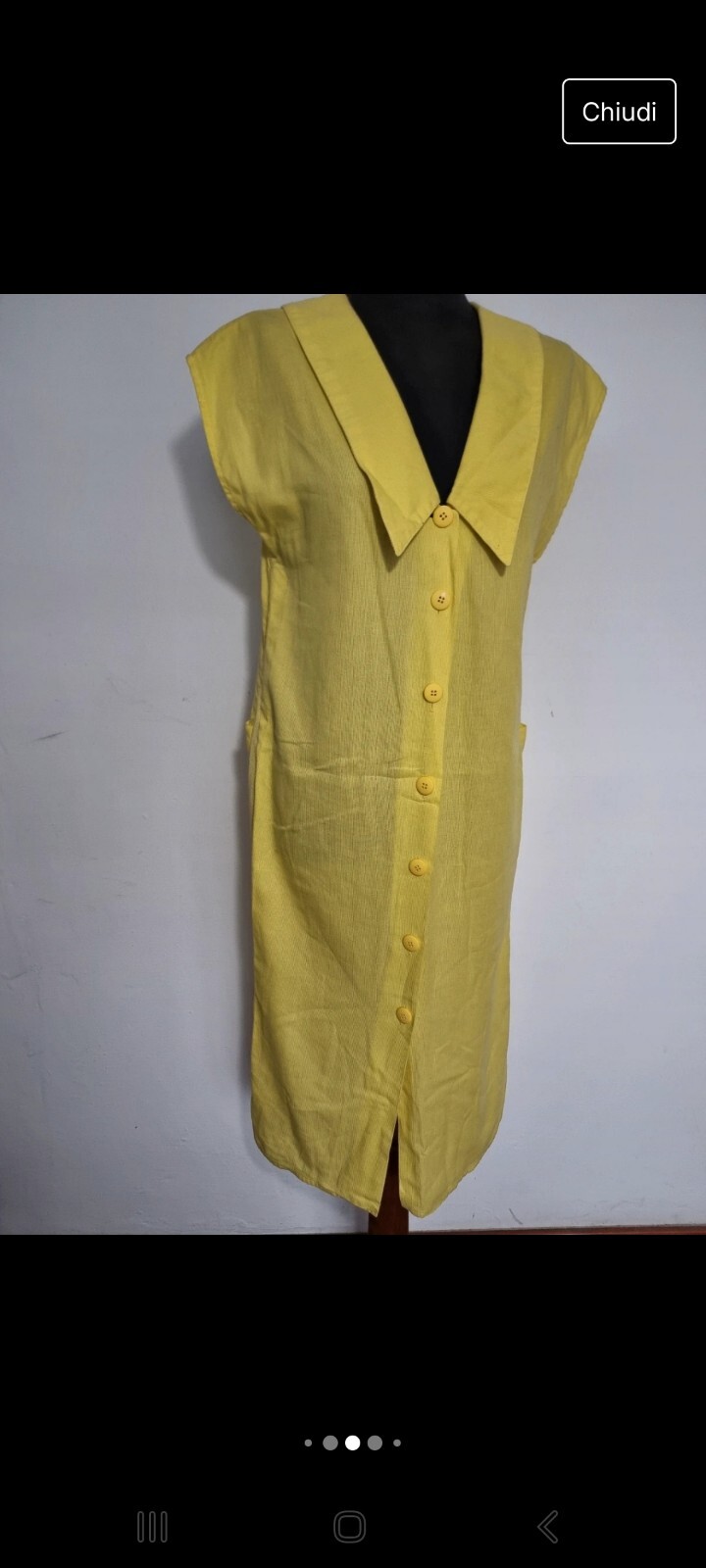 Vintage Womens Yellow Midi Dress L