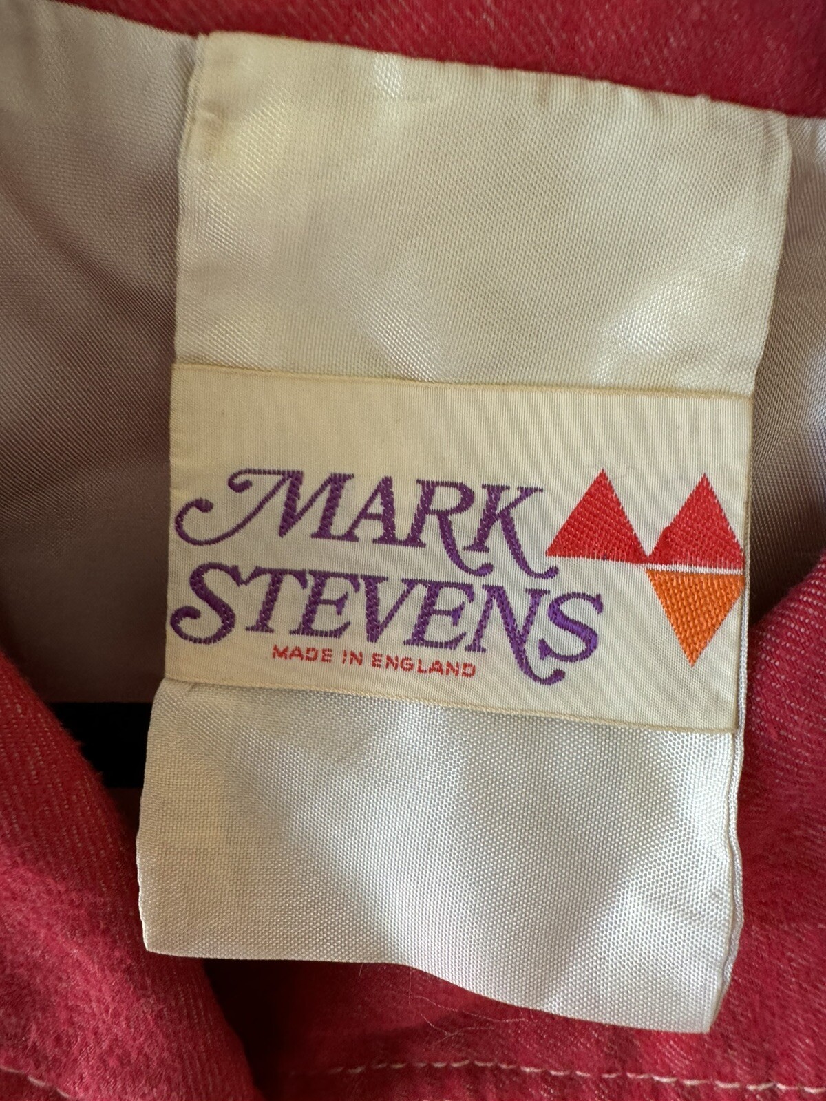 Vintage 1972 Mark Stevens Red Western Jacket Coat Soft Denim Lined England