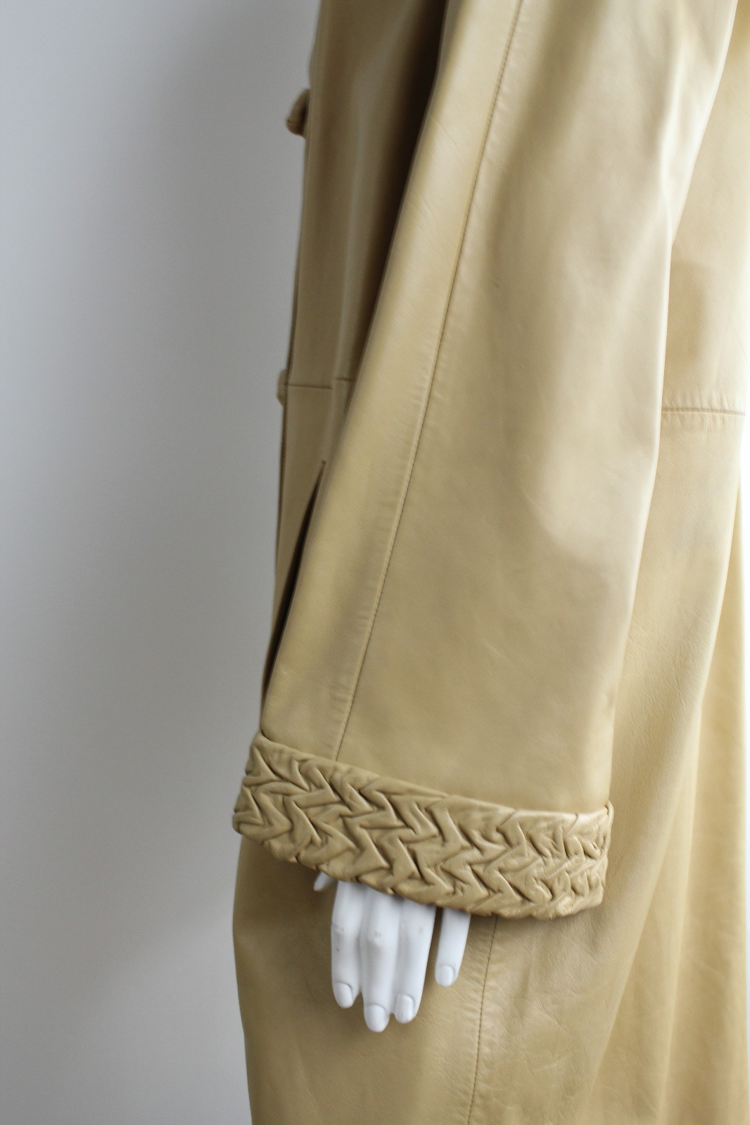 VTG 60s Ledaspain by Gropper Leather Coat Leather Overcoat Banded Collar Minimal