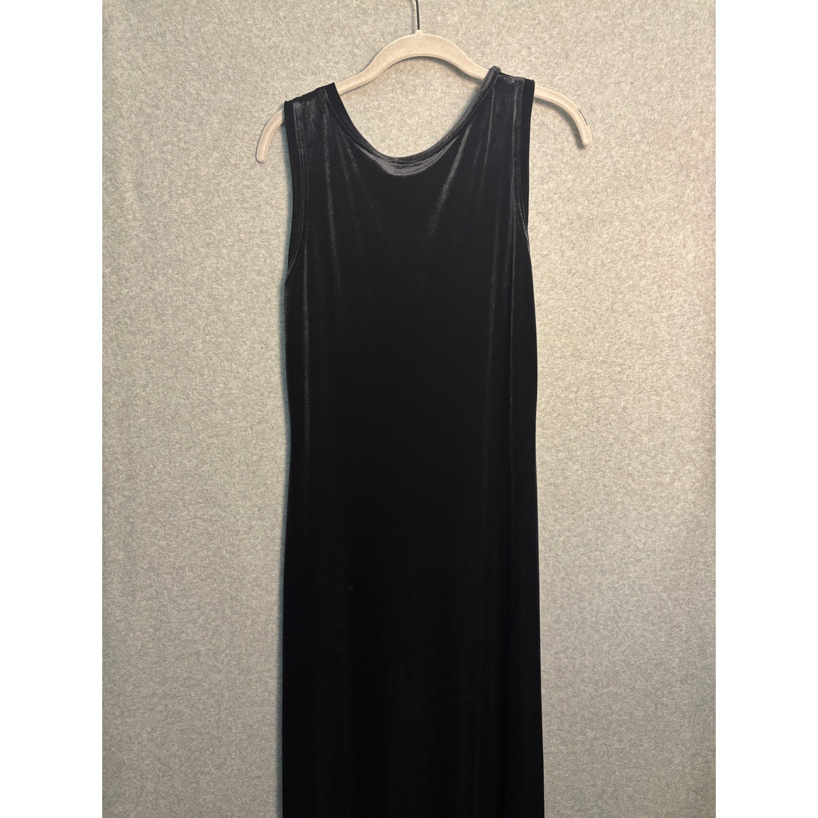 Vintage Alyn Paige Black Velvet Maxi Dress Sleeveless 90s Minimalist Goth S/M