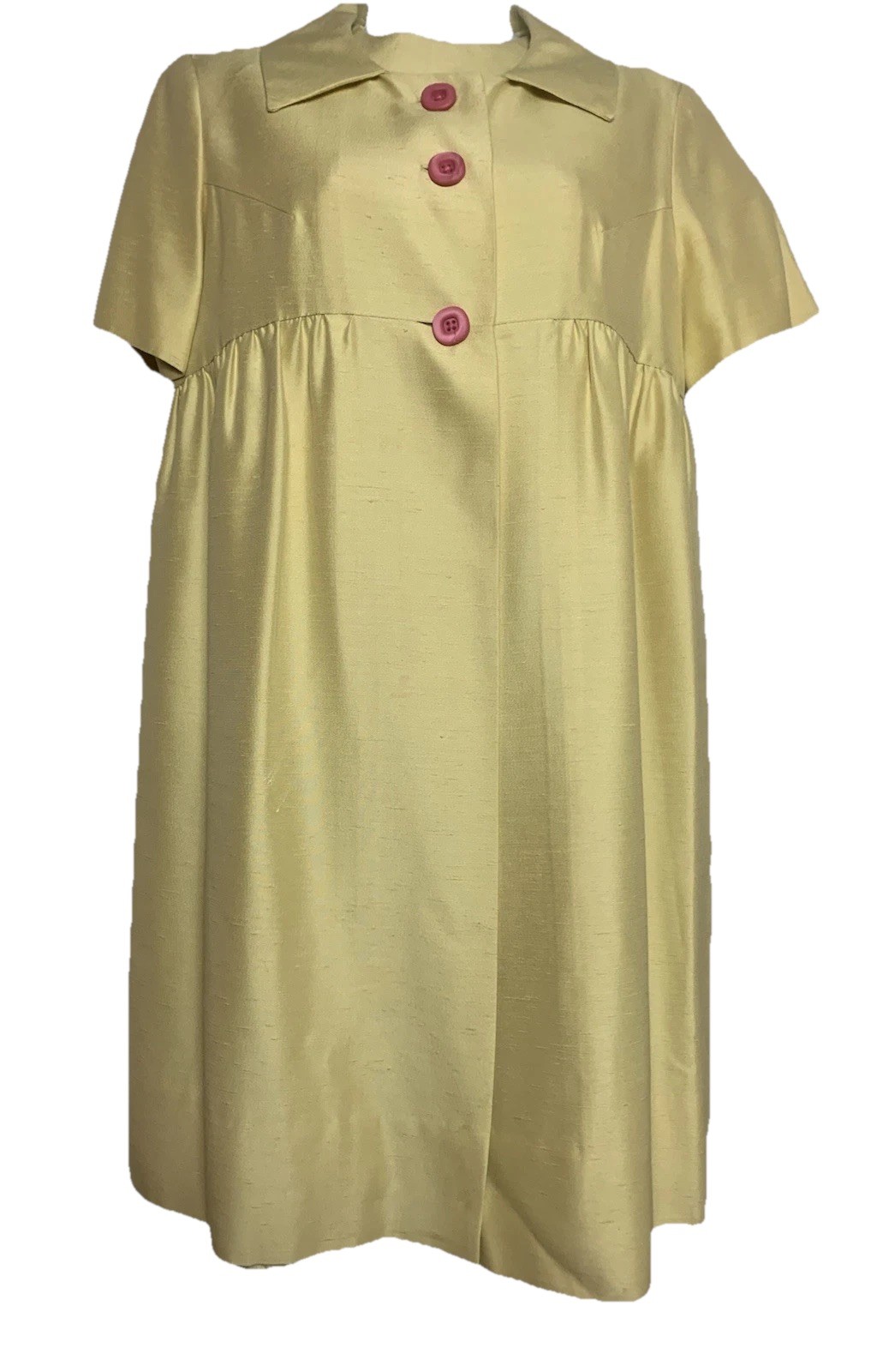 VTG Handmade Zip Shirt Dress & Button Coat Set Small Yellow Lined Classic 60’s