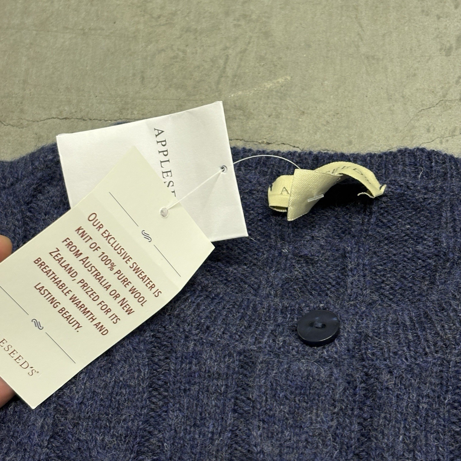 Appleseed’s 100% Wool Cable Knit Cardigan Blue Womens M Cottage Academia Cabin