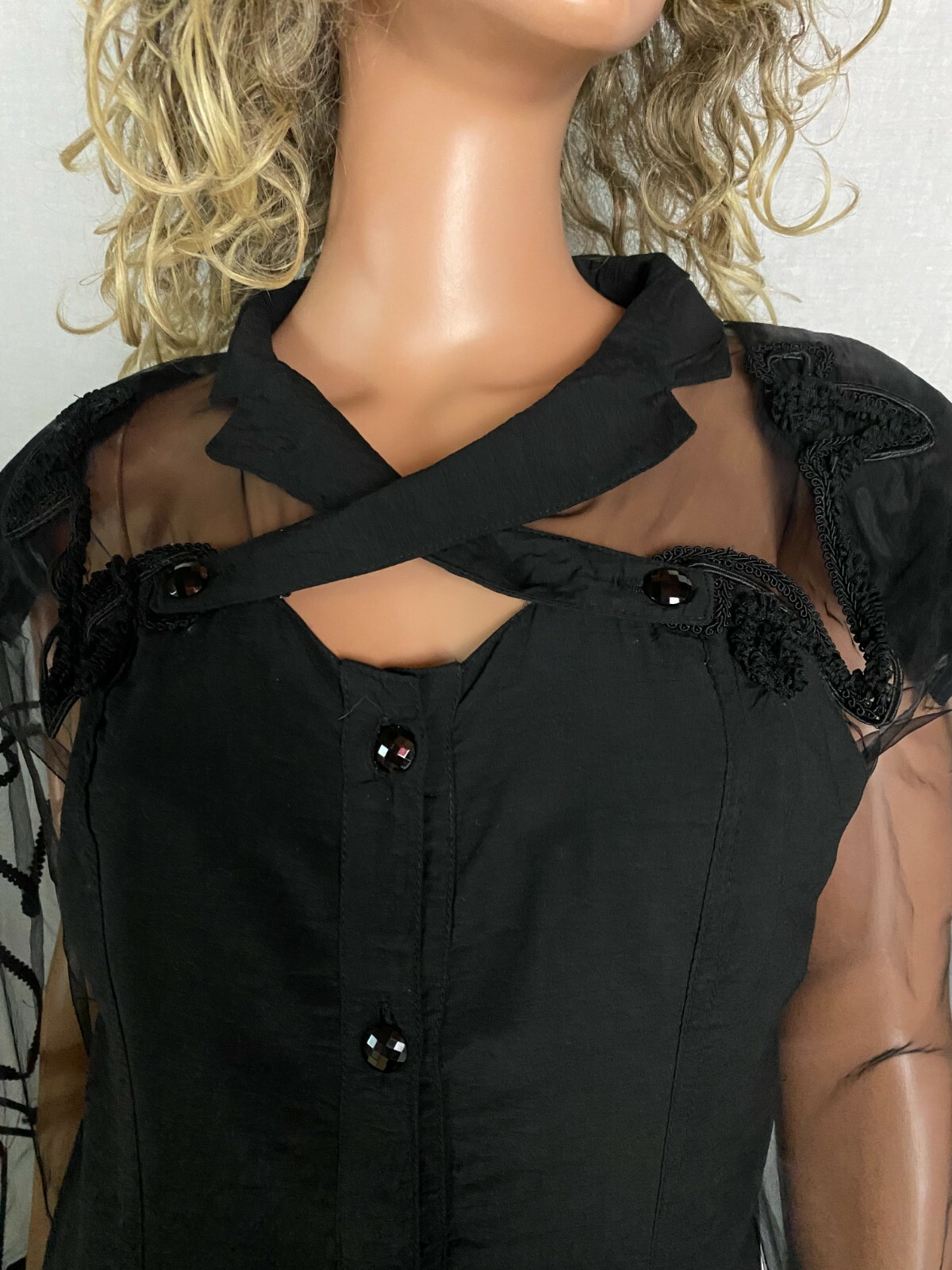 VTG 80s Stevie Nicks Style Black 2 PC Skirt Top Overlay Sheer Goth Steampunk M