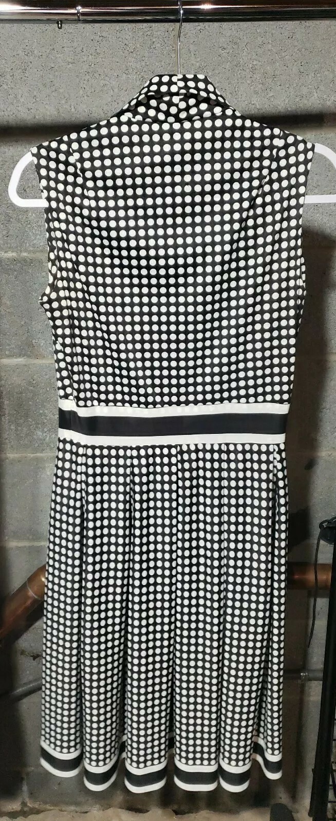 Vtg 1960s Designer Nancy Greer New York Zip Polka Dot Black White Dress Sz 10/12