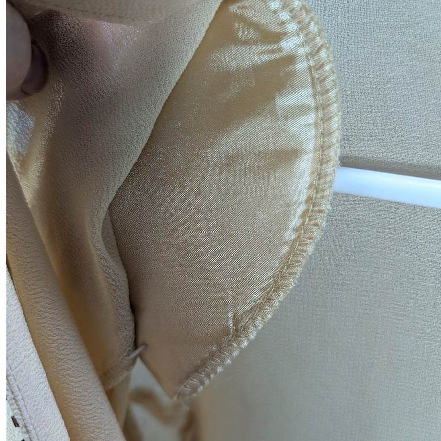 Vintage Sheer Cardigan Womens 18W Tan Jacket Long Sleeve Beaded Boho 1980s