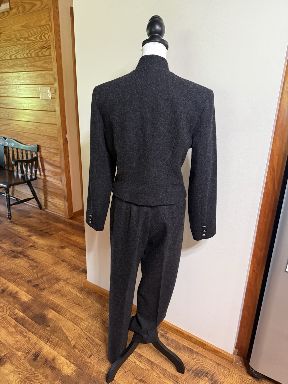 VTG Sharon Young 100% Wool Sz 10 Pant Suit Military Double Breasted