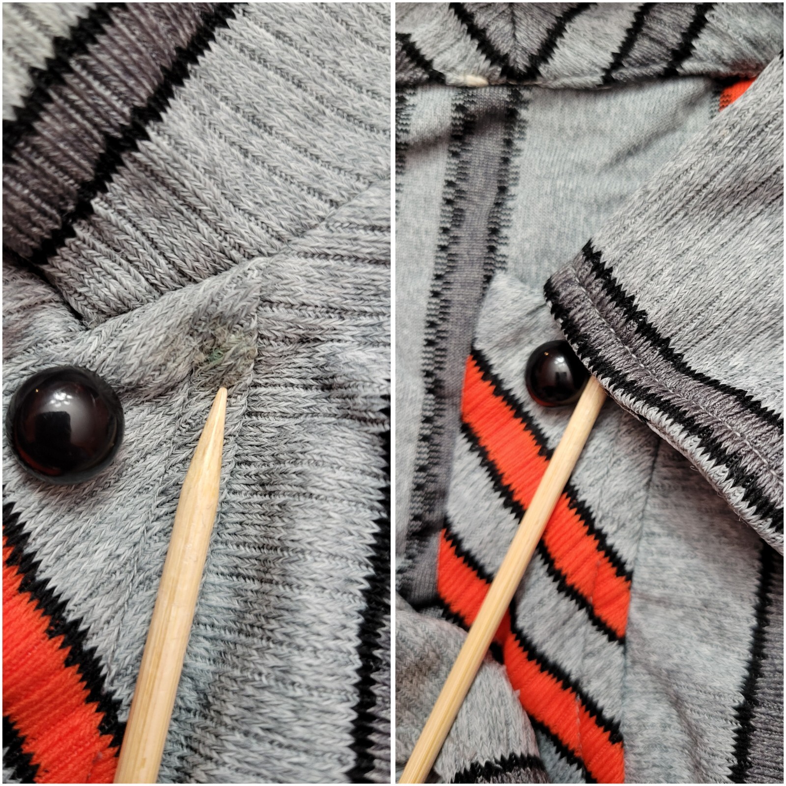 Vtg Grey Button Down Dress w Dark Grey & Orange Stripes & Tie Belt Size M?