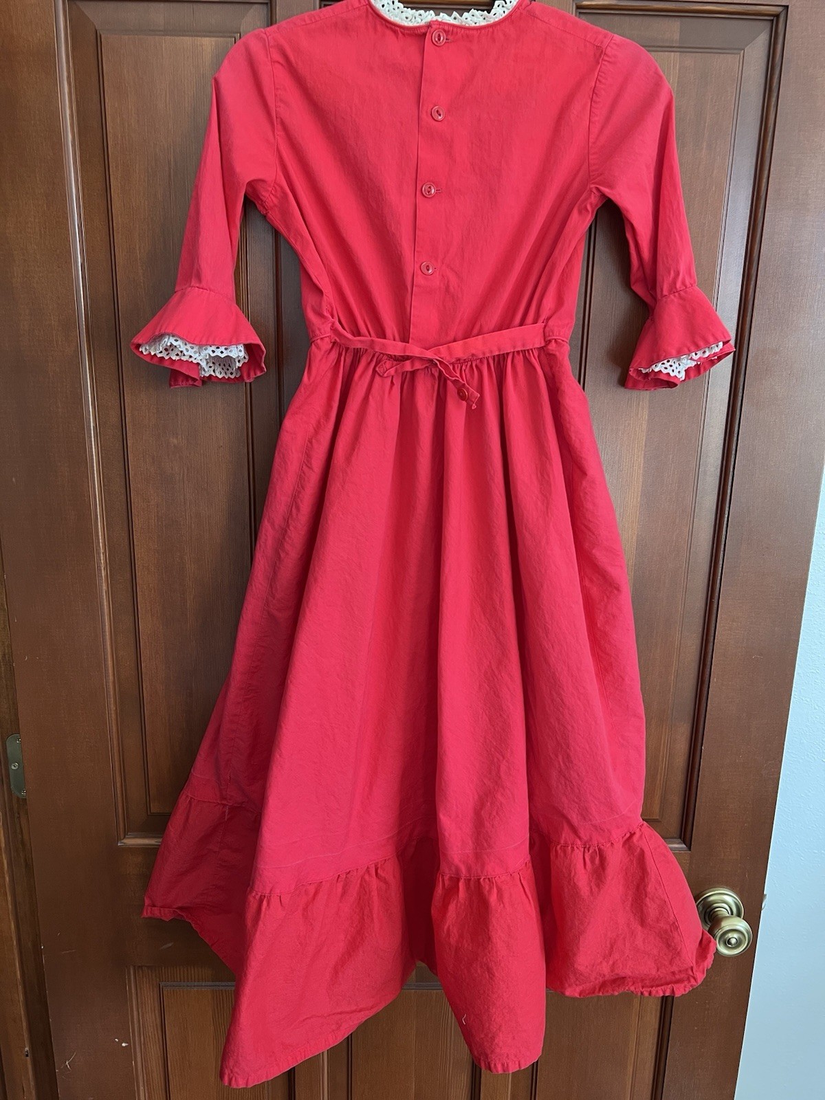 Small Vintage Cottage Core Prairie Hot Red Dress, No Brand