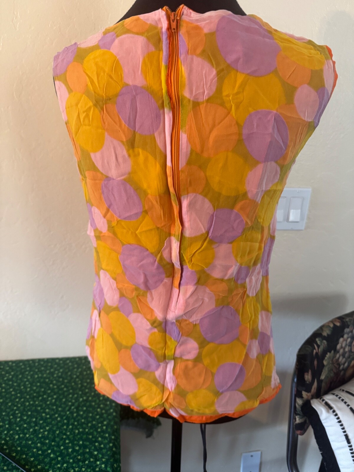 Vintage 70 Retro Loubella Extendables Orange Blouse Casual