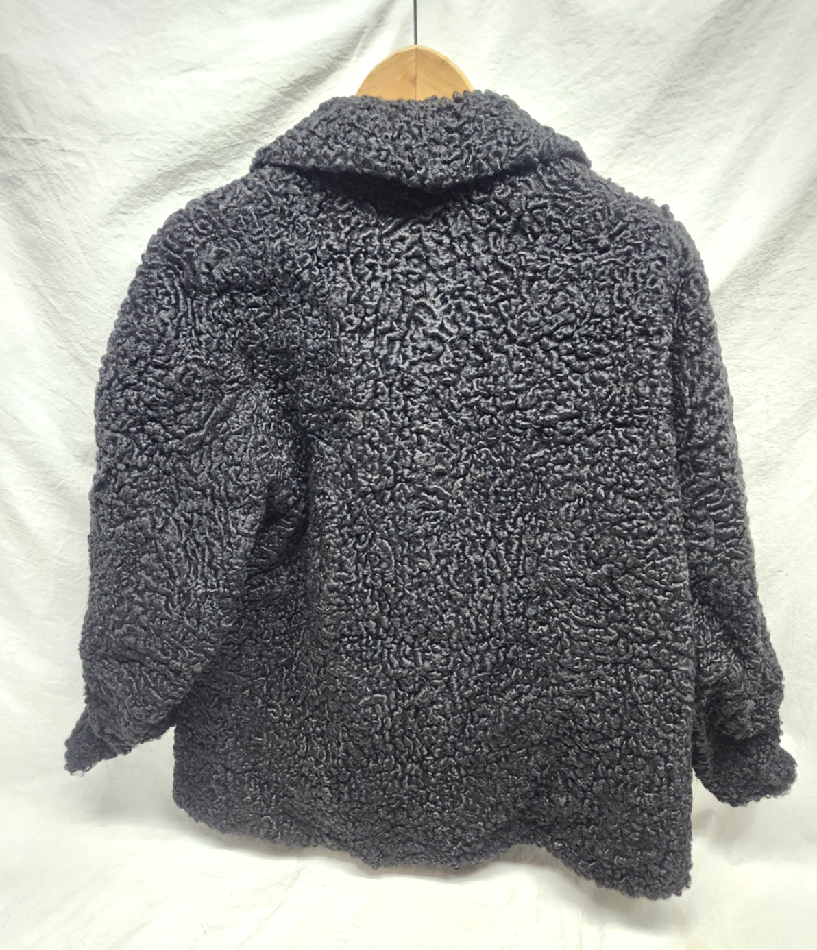 Vintage Curly Persian Lamb Wool Coat Silk Lined 40s 50s Old Money Mob Wife