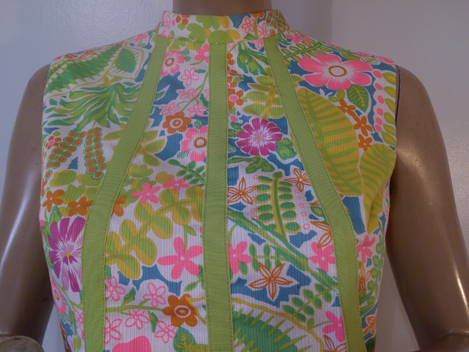 Vtg 60’s JAMISON BOUTIQUE 2 pc Lilly Style Neon Floral Tunic Top & Maxi Skirt M