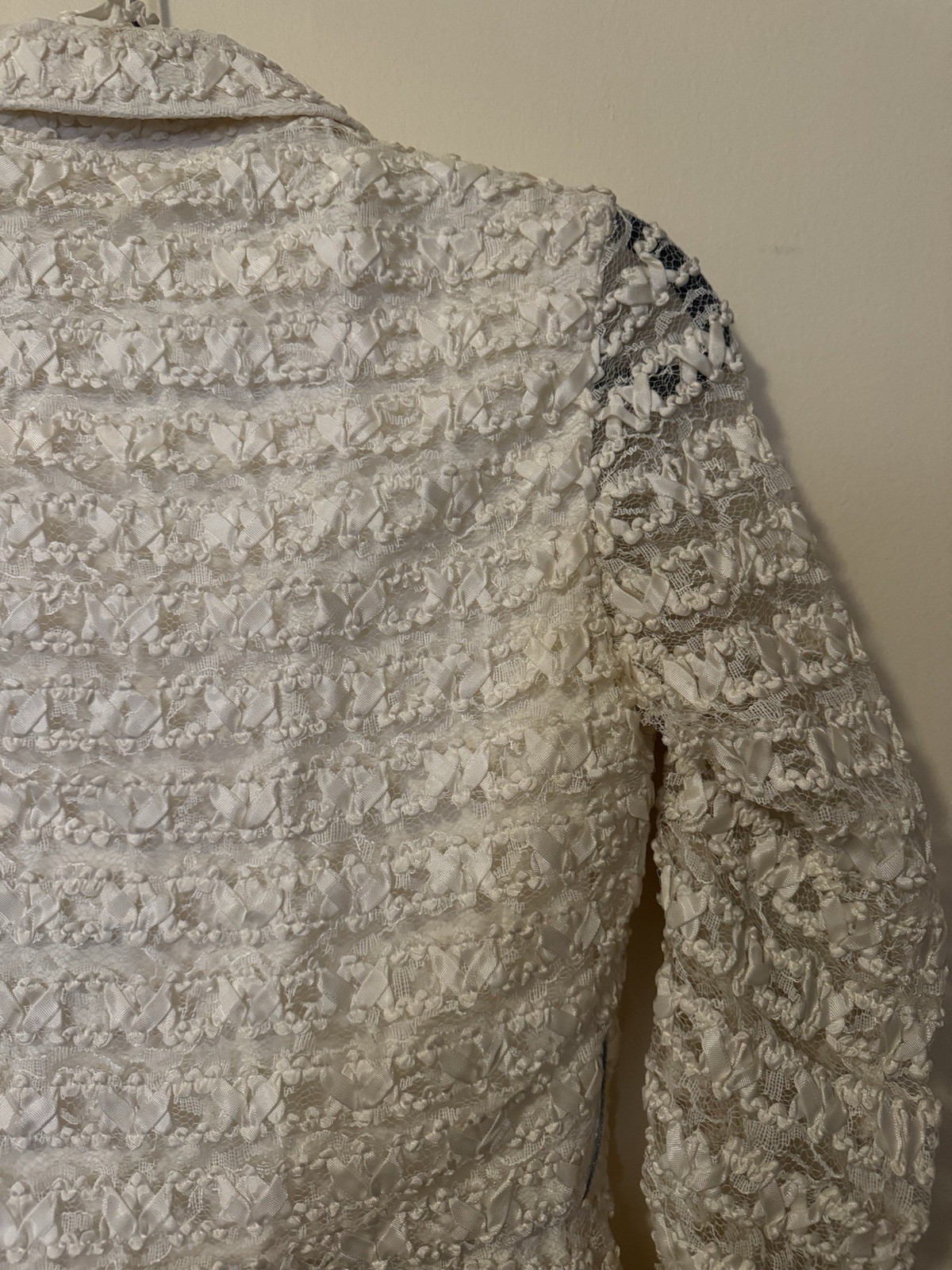 Vintage Wedding Dress SIZE SMALL Ivory Long Sleeve Button Front SEE PHOTOS