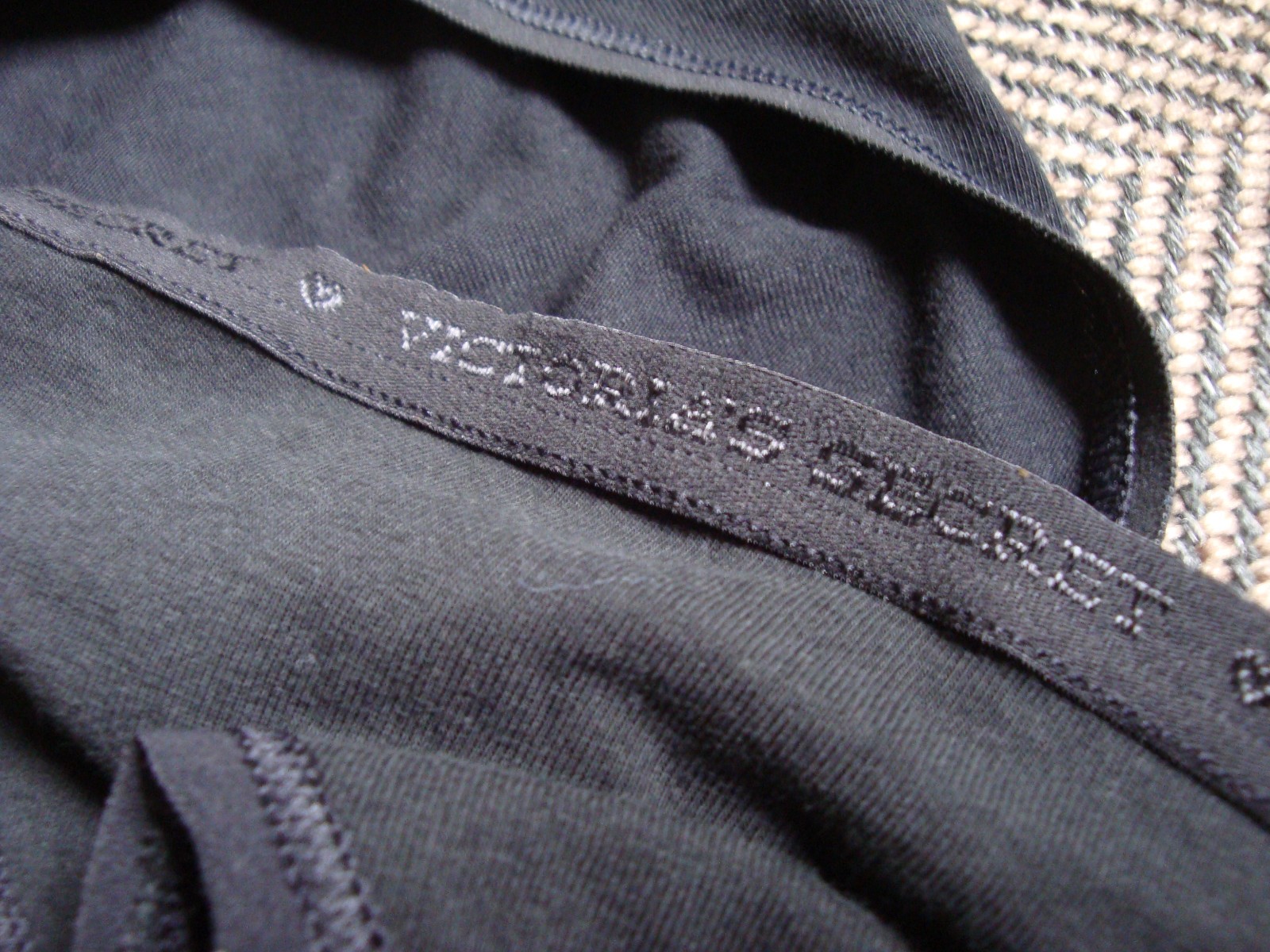 Lot of 3 Victoria’s Secret XL Vintage Black Cotton Logo Waist Bikini & Hiphugger