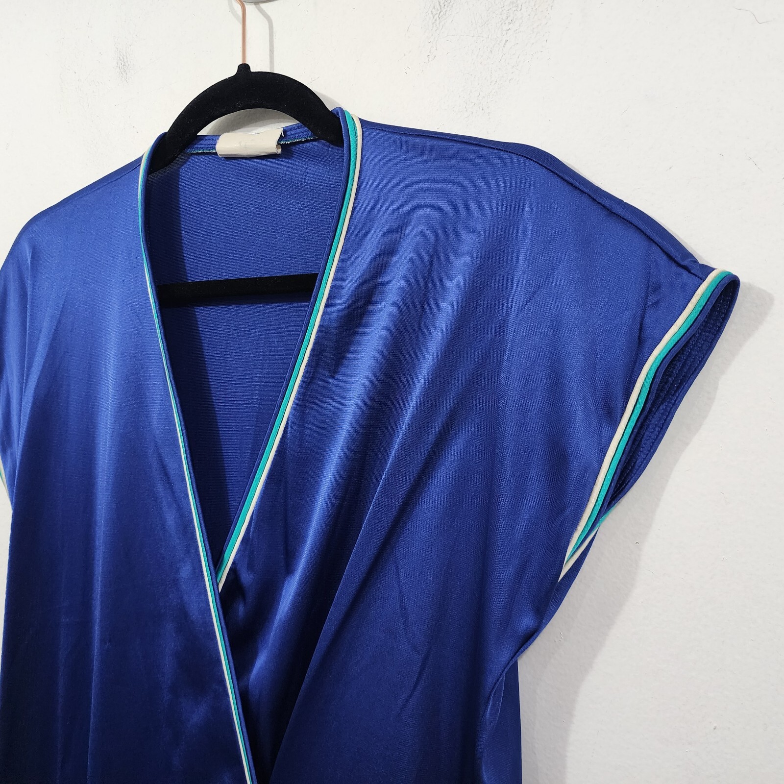 Women’s Vintage 70s XS/S Misses JC Penney Nylon Royal Blue Teal White Piping Cap