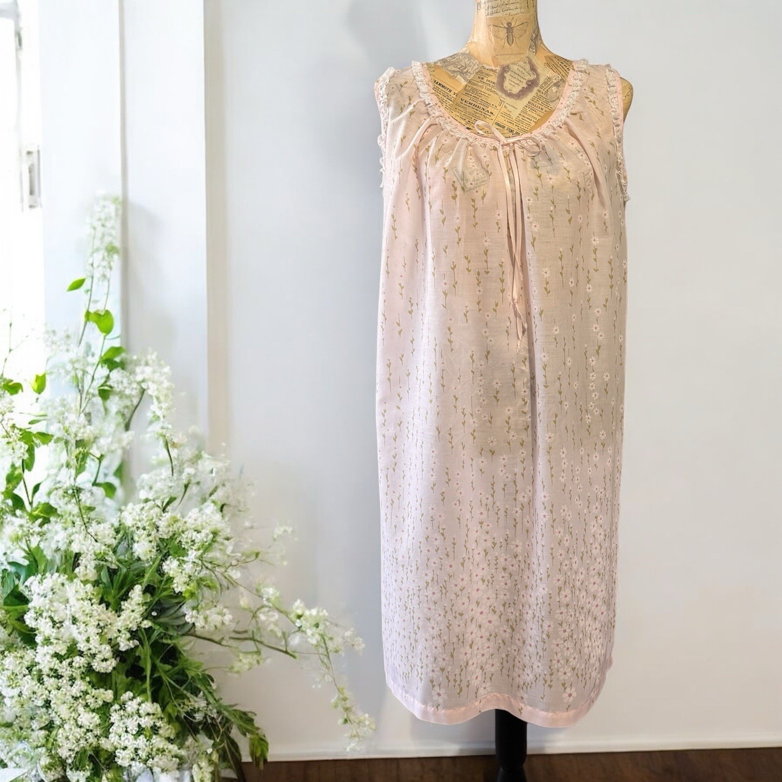 VTG Pinehurst Lingerie Nightgown Robe 2 Piece Pink Cotton Blend Women’s Small