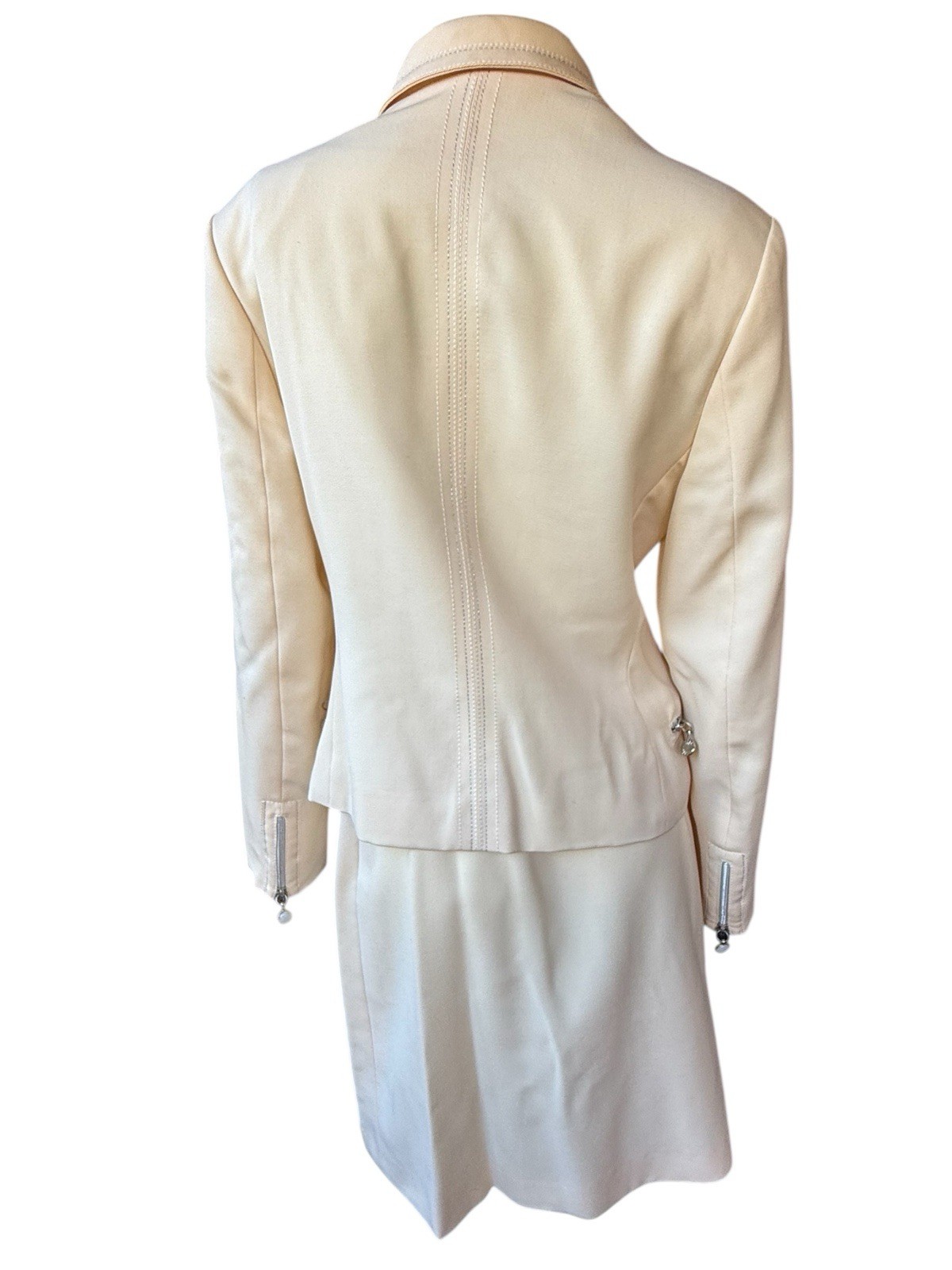 Vintage 90’s Gianni Versace butter yellow wool zip up skirt suit Italy 42 US 6