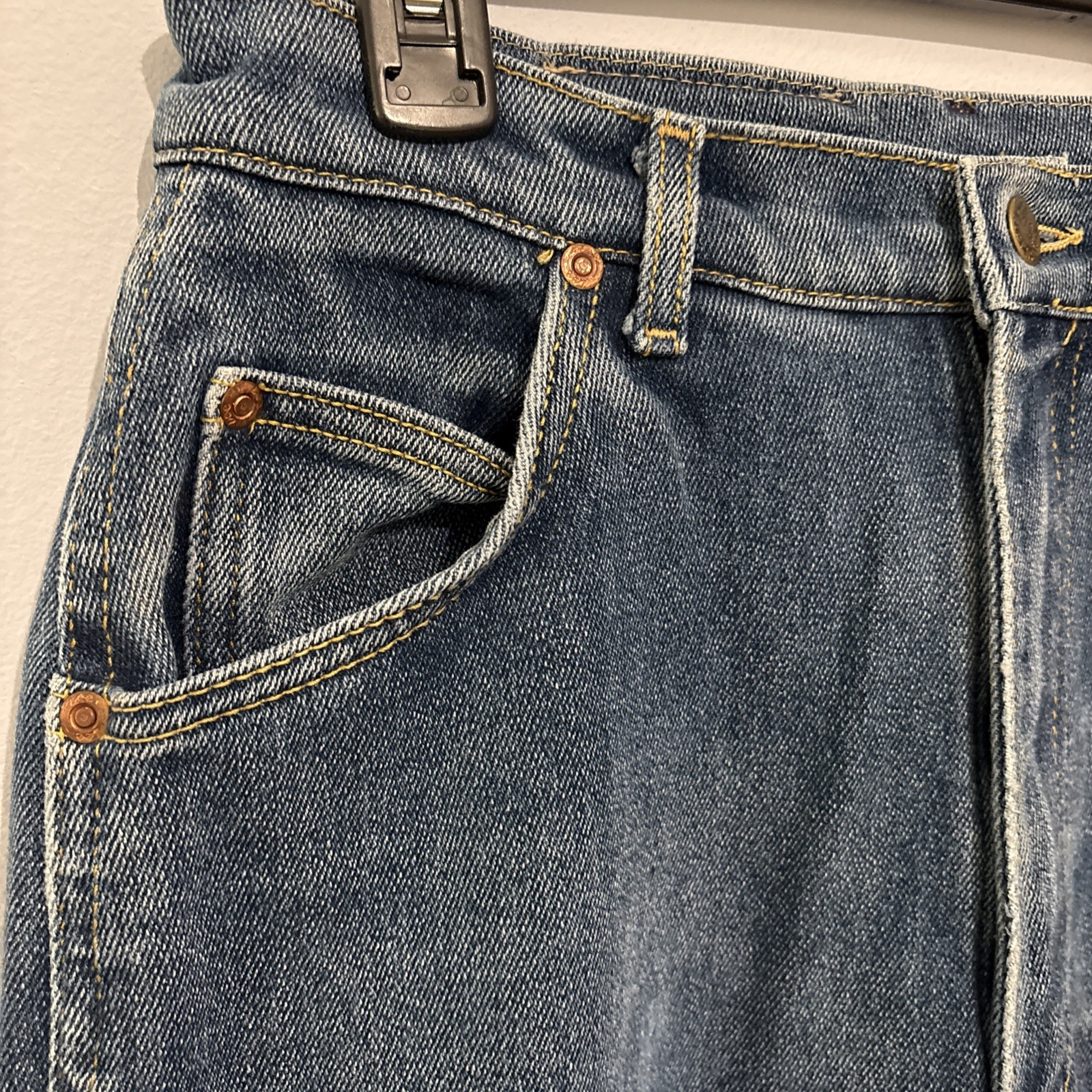 Vtg Lee Straight Pants Mom Jeans Medium Wash 5 Pockets Wavy S Stitching Sz 14L