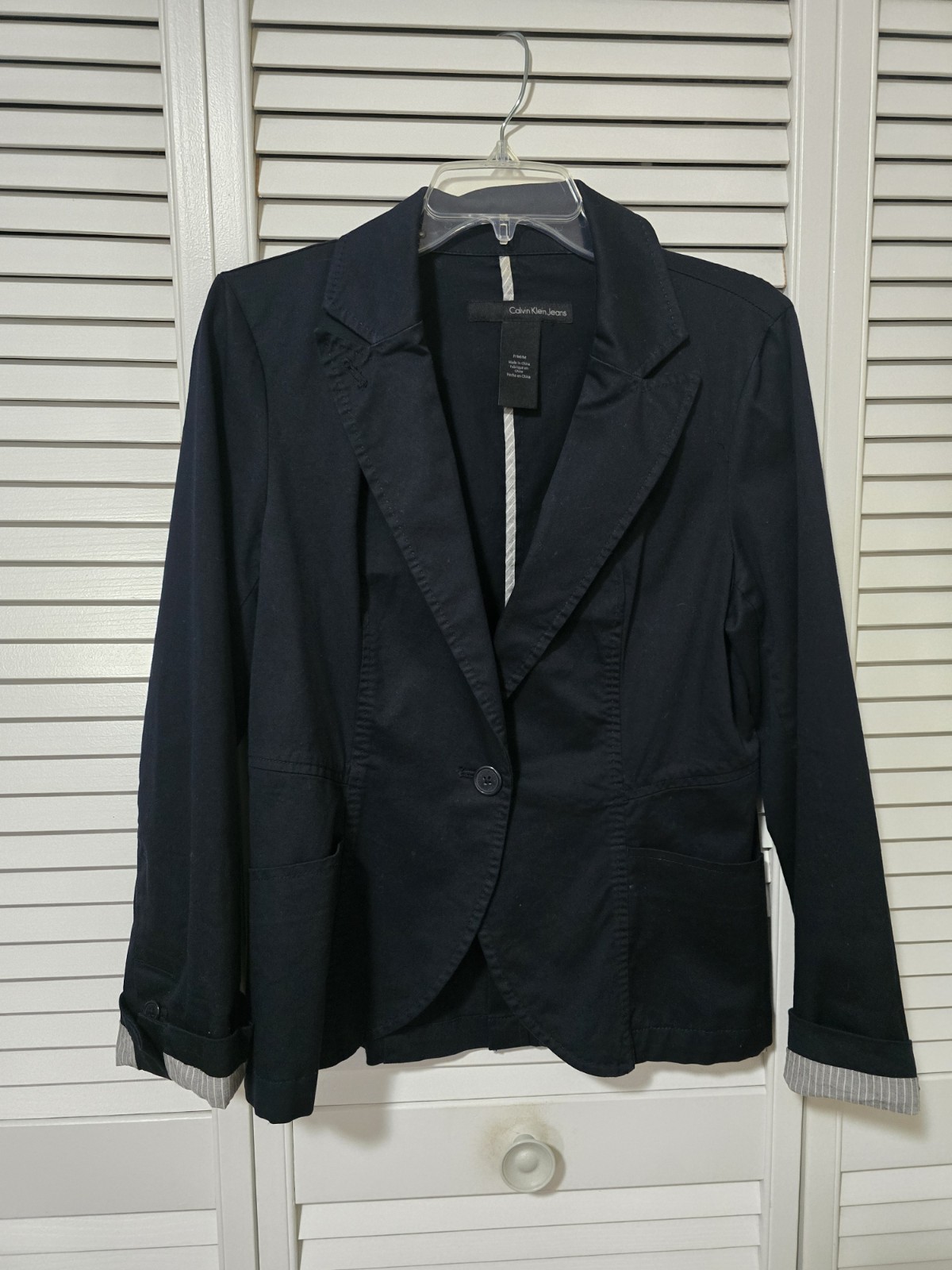 Calvin Klein Women’s Vintage Navy Cotton Blazer Size P/M