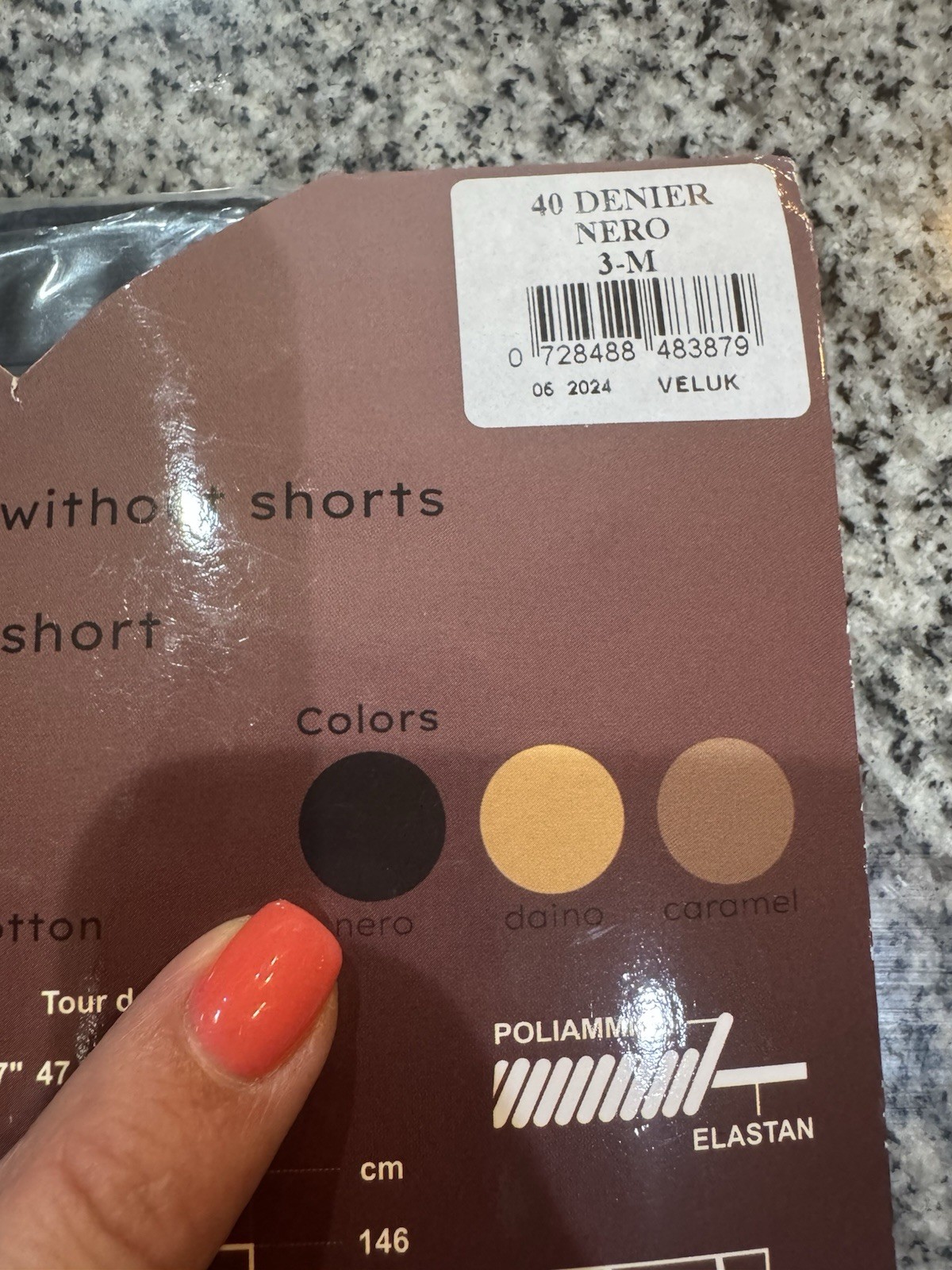 VELUK 40 DENIER SHEER PANTYHOSE TIGHTS SIZE 3M / BLACK