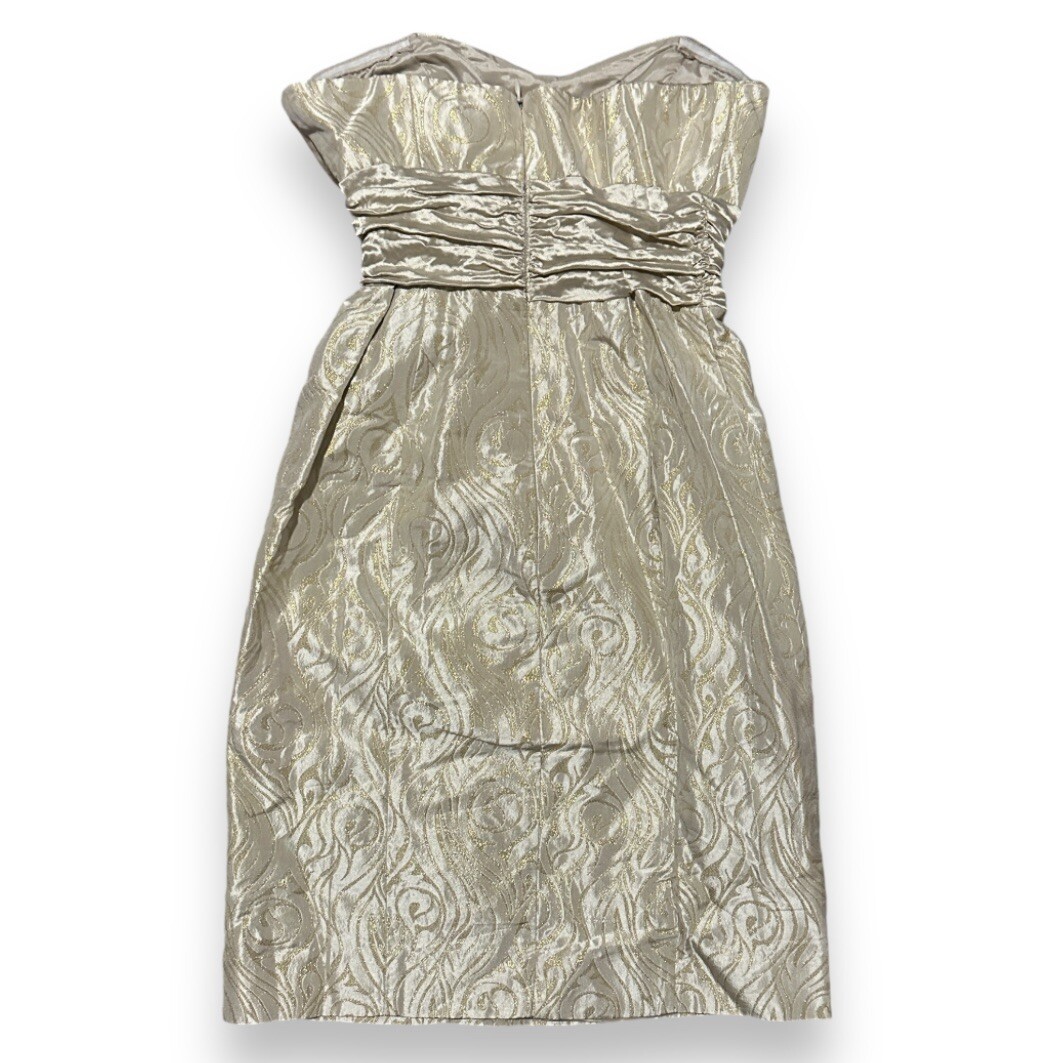 Vintage Y2K Nicole Miller Gold Metallic Strapless Women’s Size 4 Prom Formal