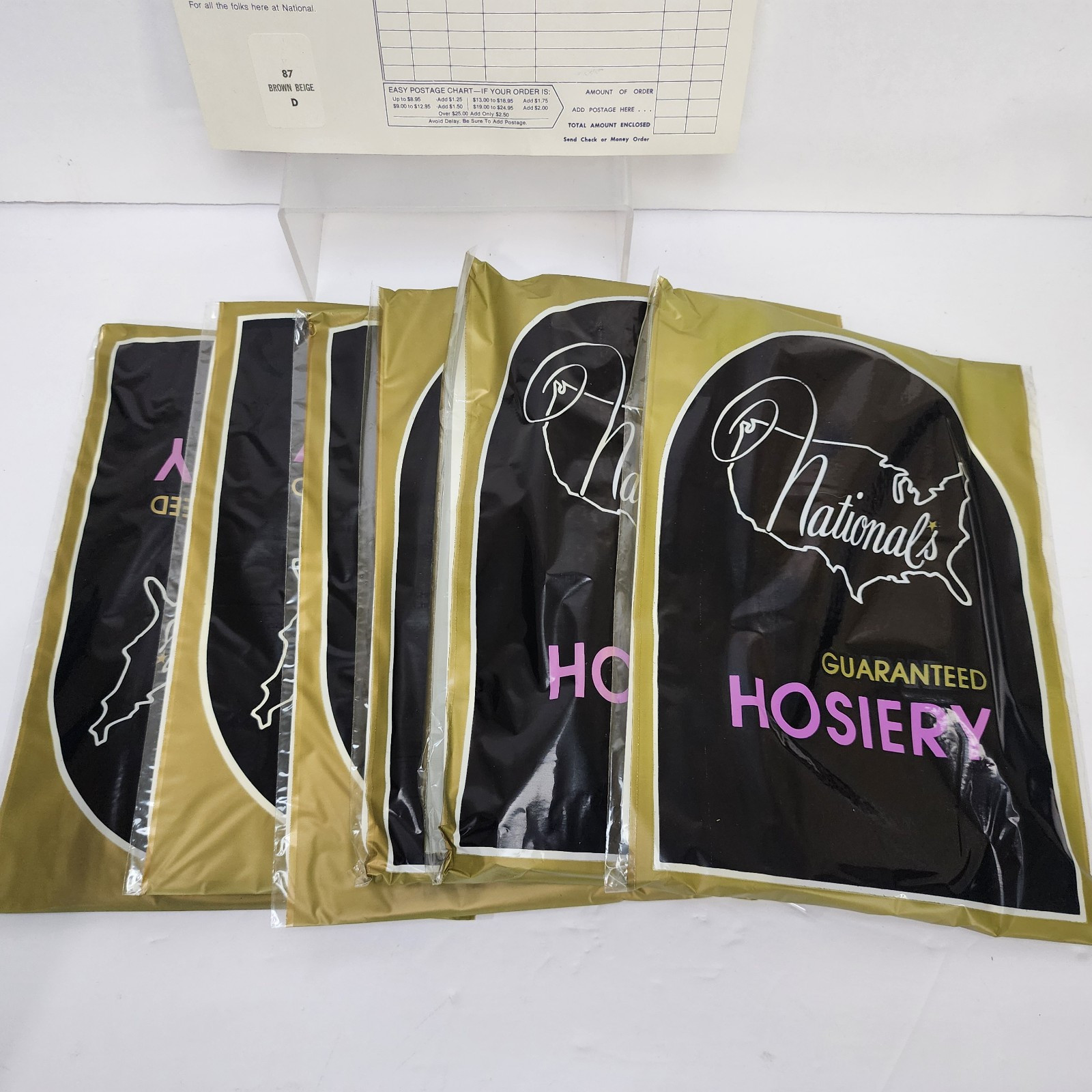 6 pr National’s Guaranteed Hosiery Style 87 – 6 Brown Beige Pantyhose Sz D