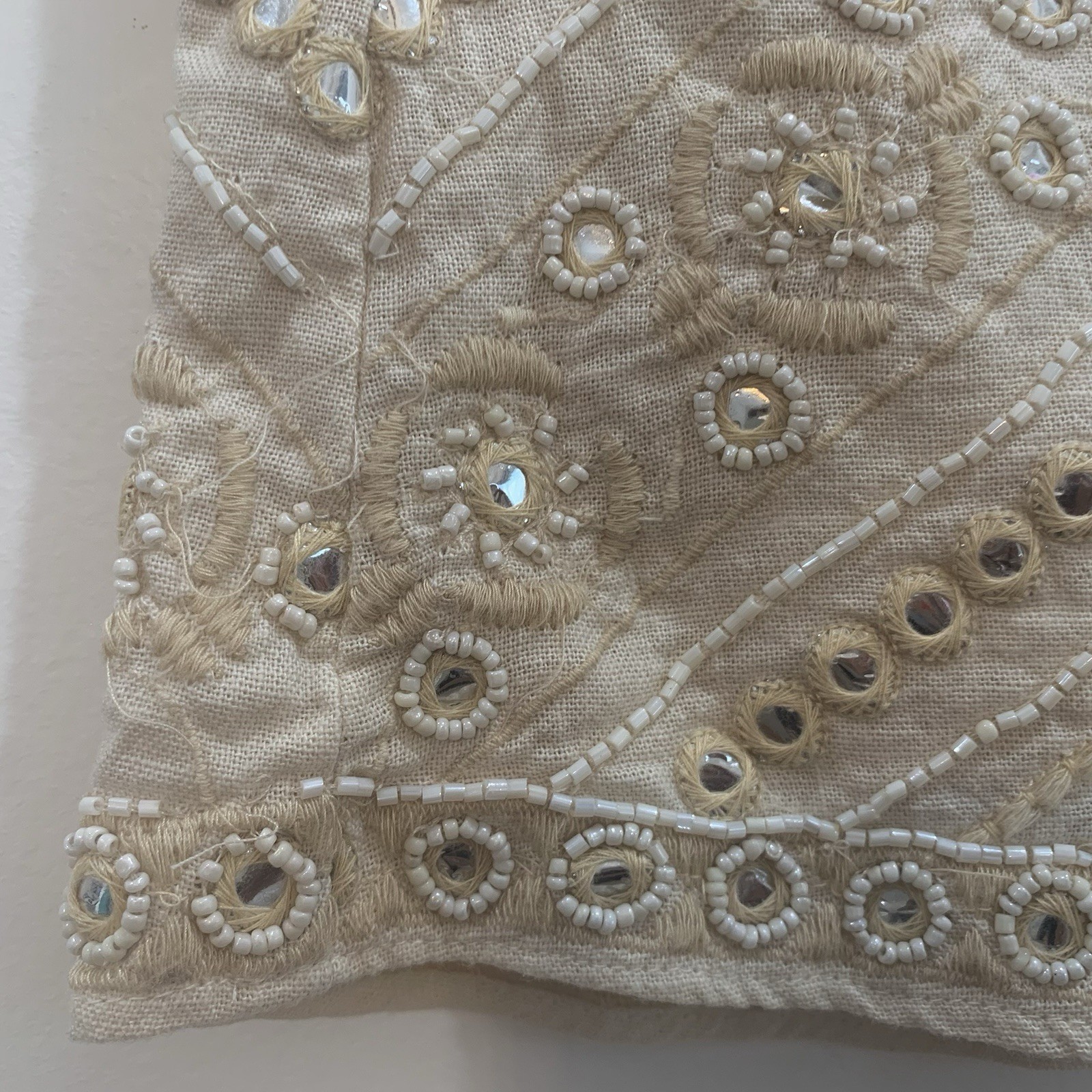 NWT Zara Embroidered Mini Skirt Boho Women Size S beige Linen Coachella