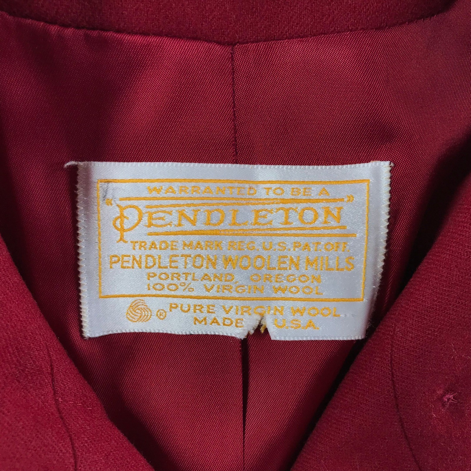 Pendleton Vintage Red Virgin Wool Overcoat Long Trench Coat Made in USA Womens