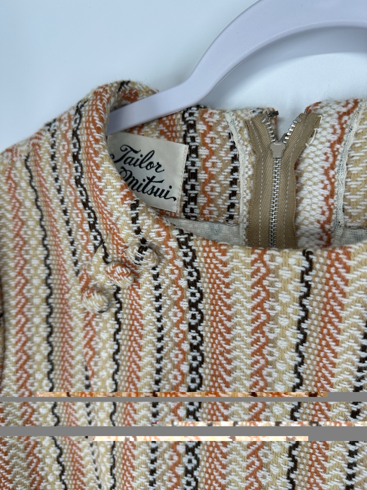 Tailor Mitsui Shift Dress S M BeigeOrange Striped Vintage 60s 70s 80s Women Girl