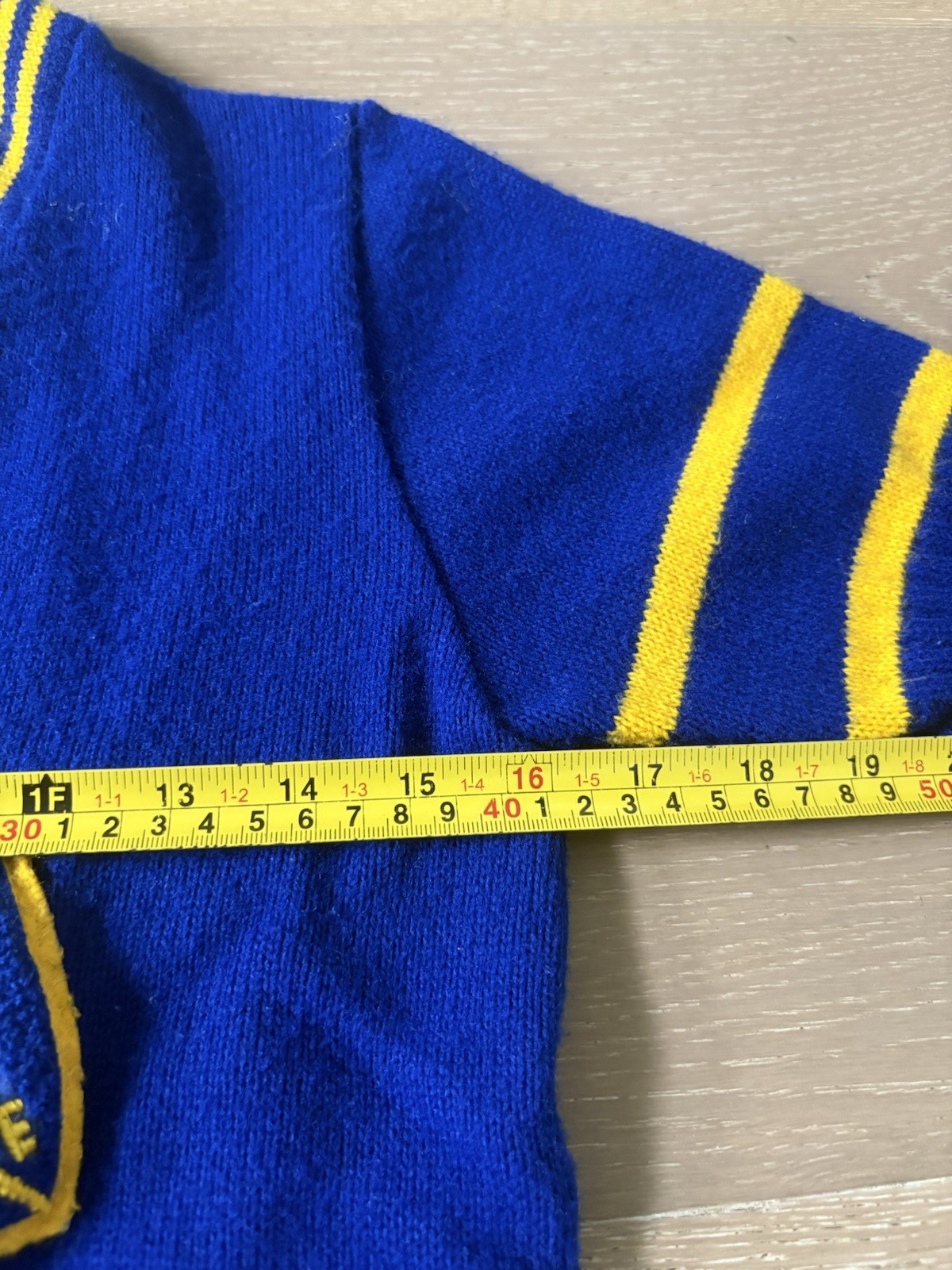 Vintage CHEERLEADER SUPPLY CO Uniform Short Sleeve Knit Womens 34 Blue Yellow