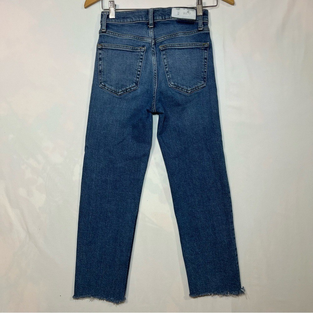 RE/DONE 70s Stove Pipe Jeans Blue 24 High Rise Straight Raw Hem Trendy