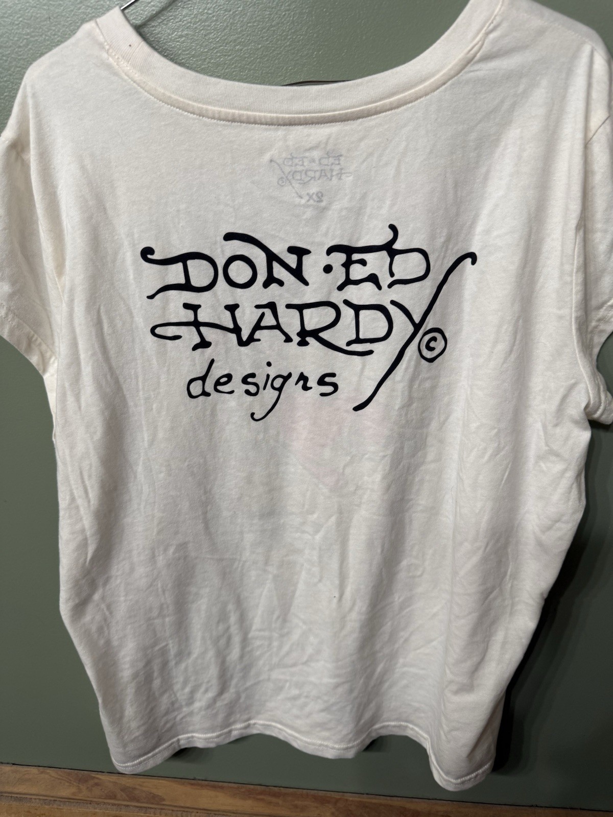 NWT Ed Hardy Shirt Color: Ivory, Love Before Honor HeartGraphic Logo Size 2xl.