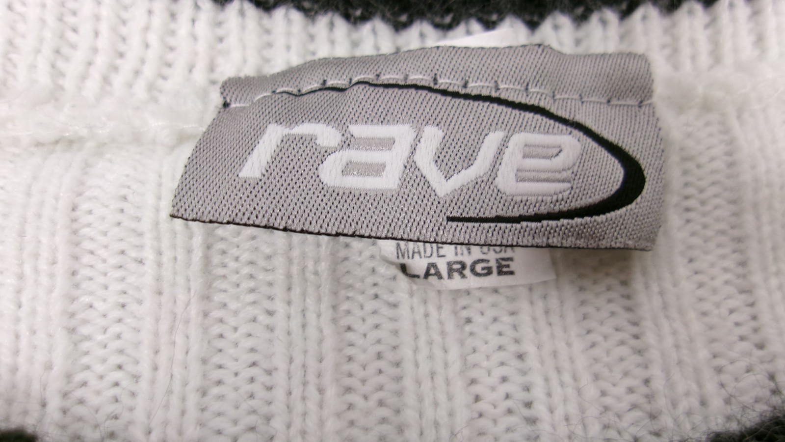 Rave Y2K Colorblock Ribbed Knit Sweater Black White Gray Large USA
