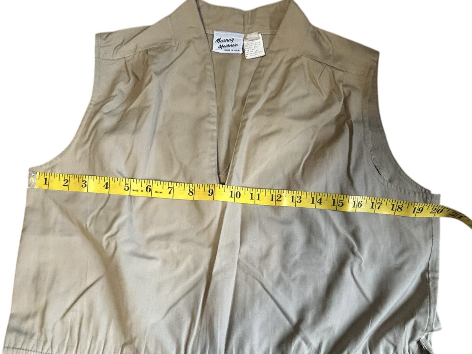 Vintage 80s Murray Meisner Khaki Utility Midi Dress USA Made Safari Cottagecore