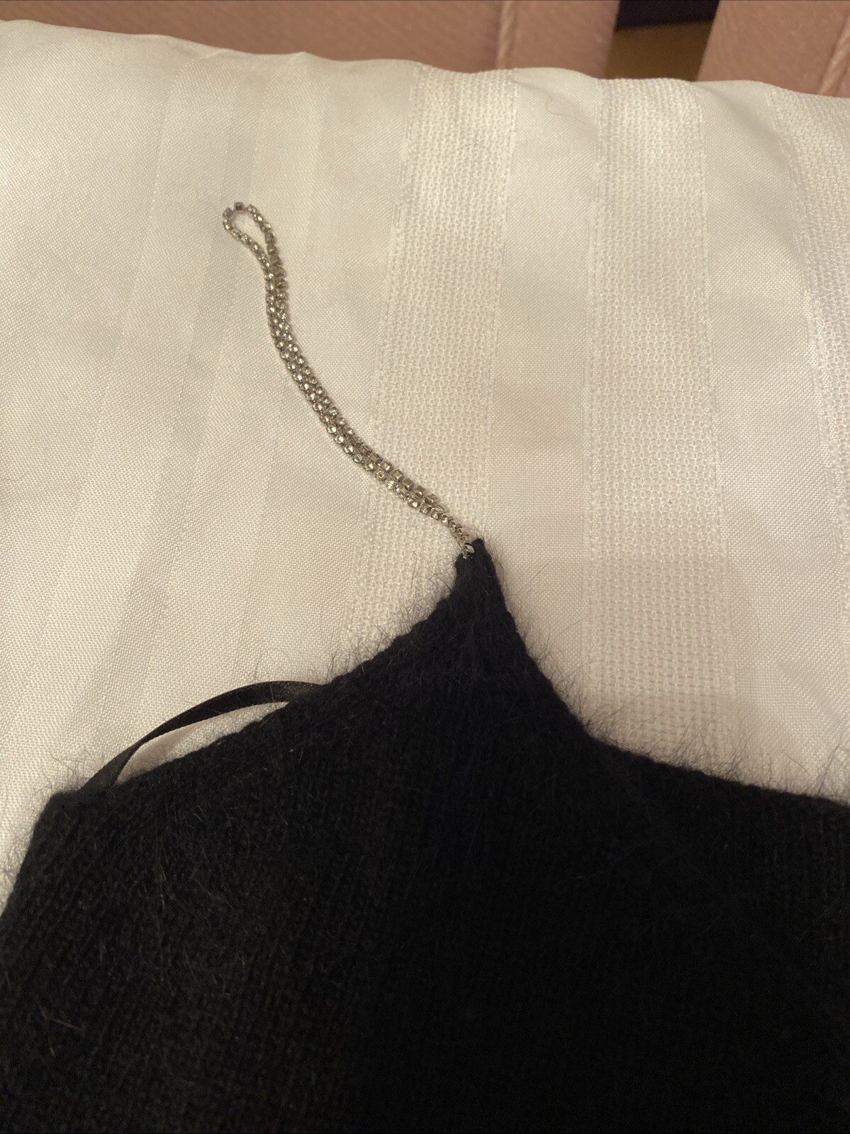 Vintage Ralph Lauren Black Angora Dress W Rhinestone Straps. Sz M. New With Tags