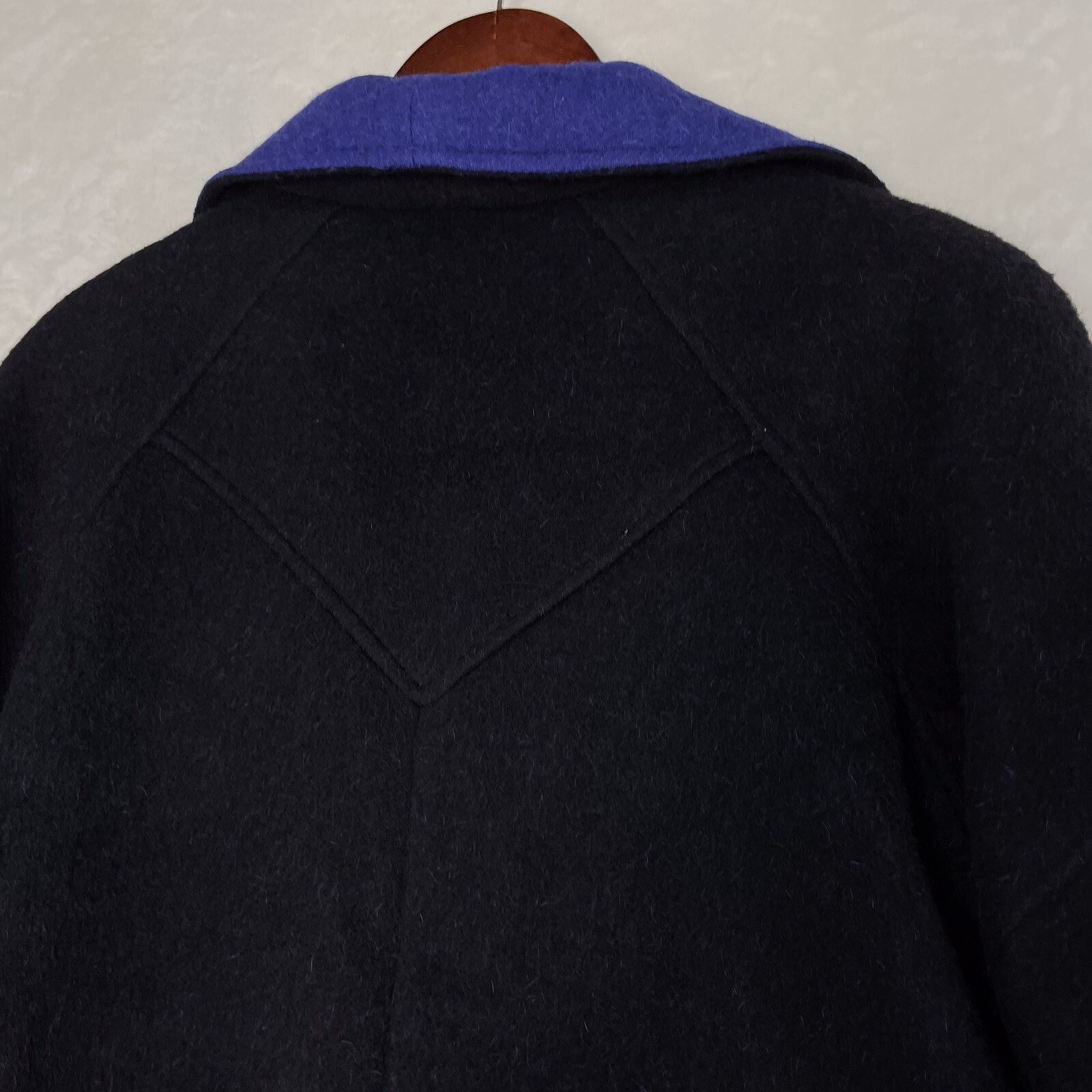 Vintage Jimmy Hourihan of Dublin Ireland Alpaca Wool Coat Maxi Duster Black Blue