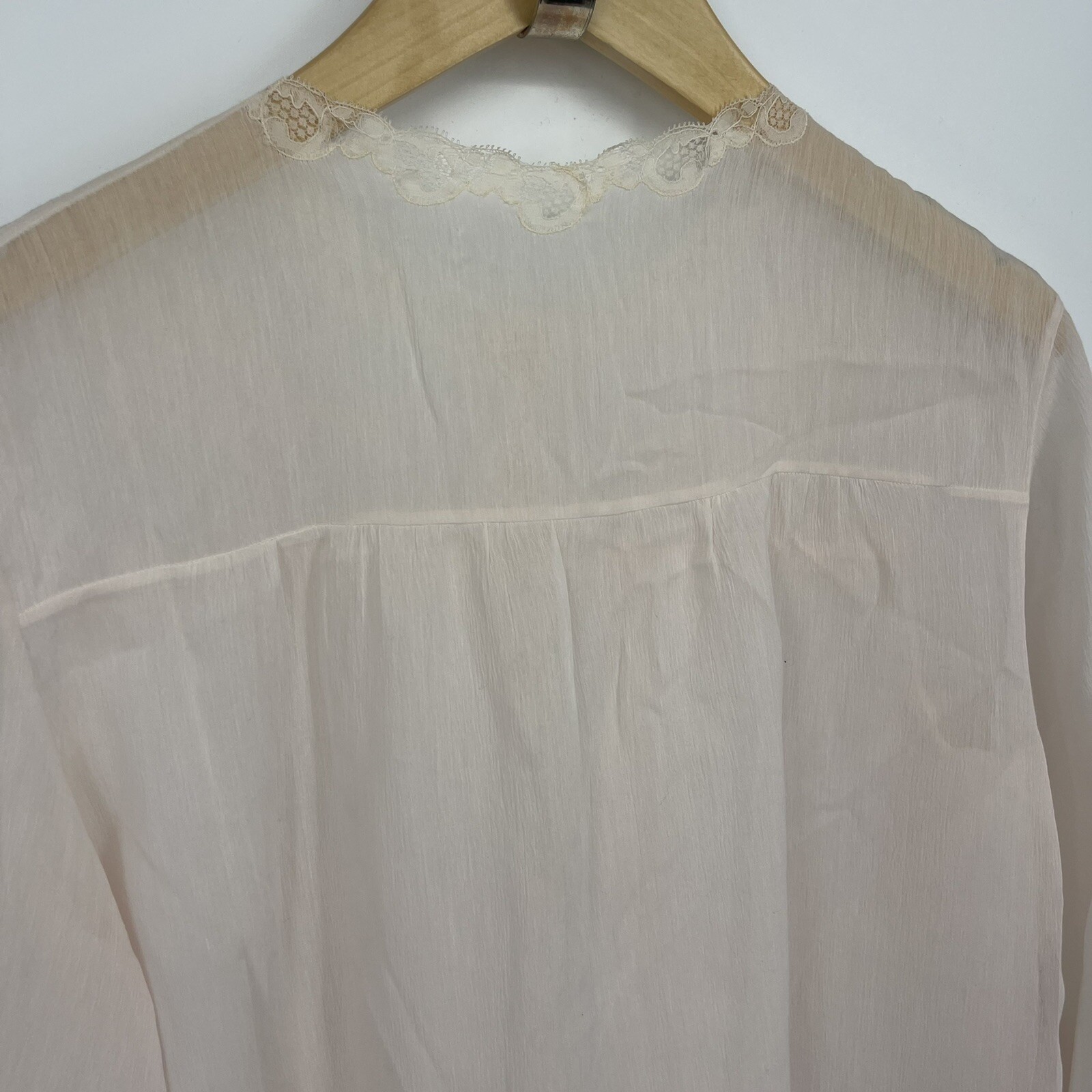 Vintage Lora France Robe Womens Medium Large Chiffon Lace Coquette Sissy READ