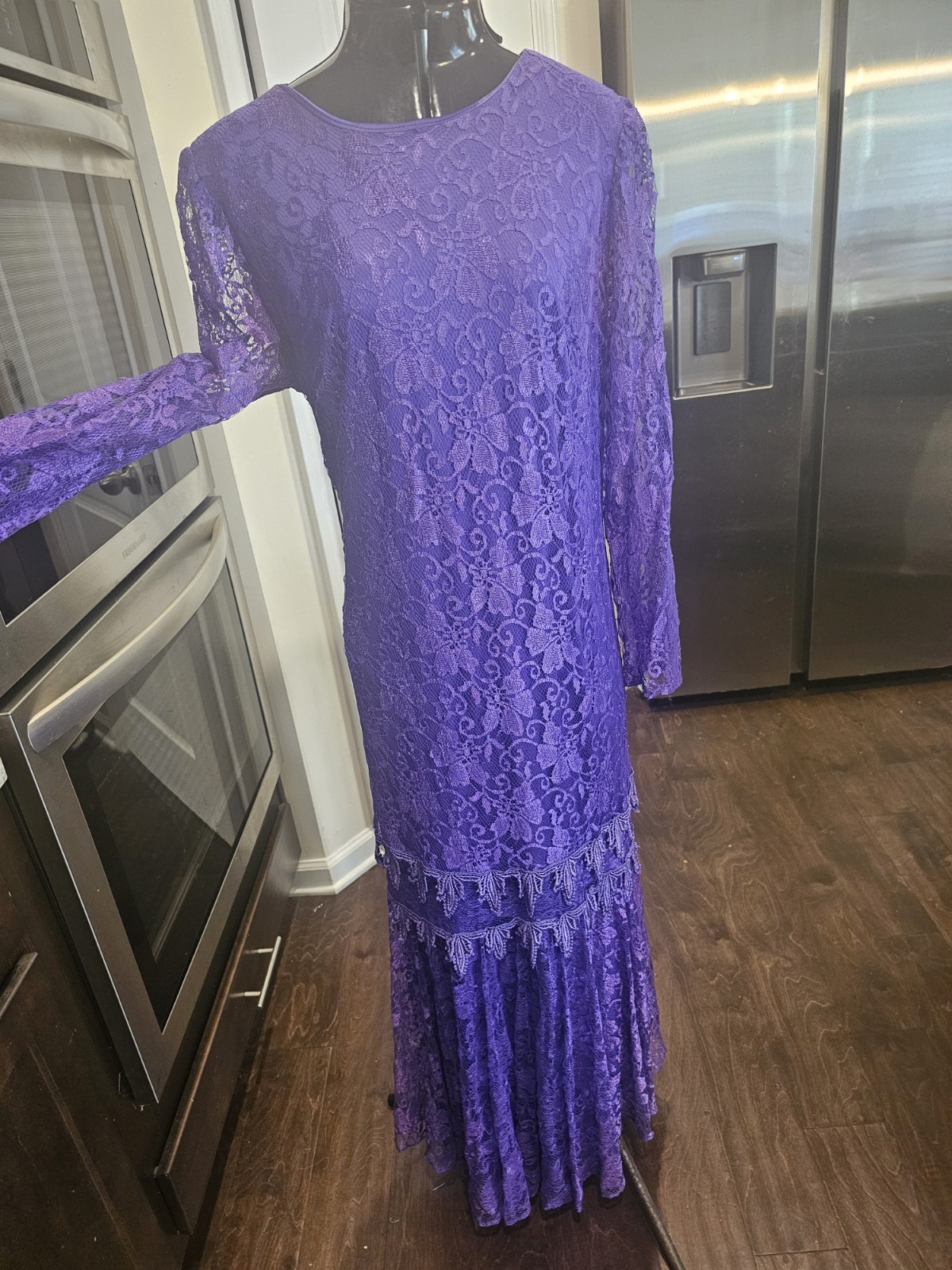 Vintage Mister Jay Purple Lace Sheer Victorian Long Dress Large/XL